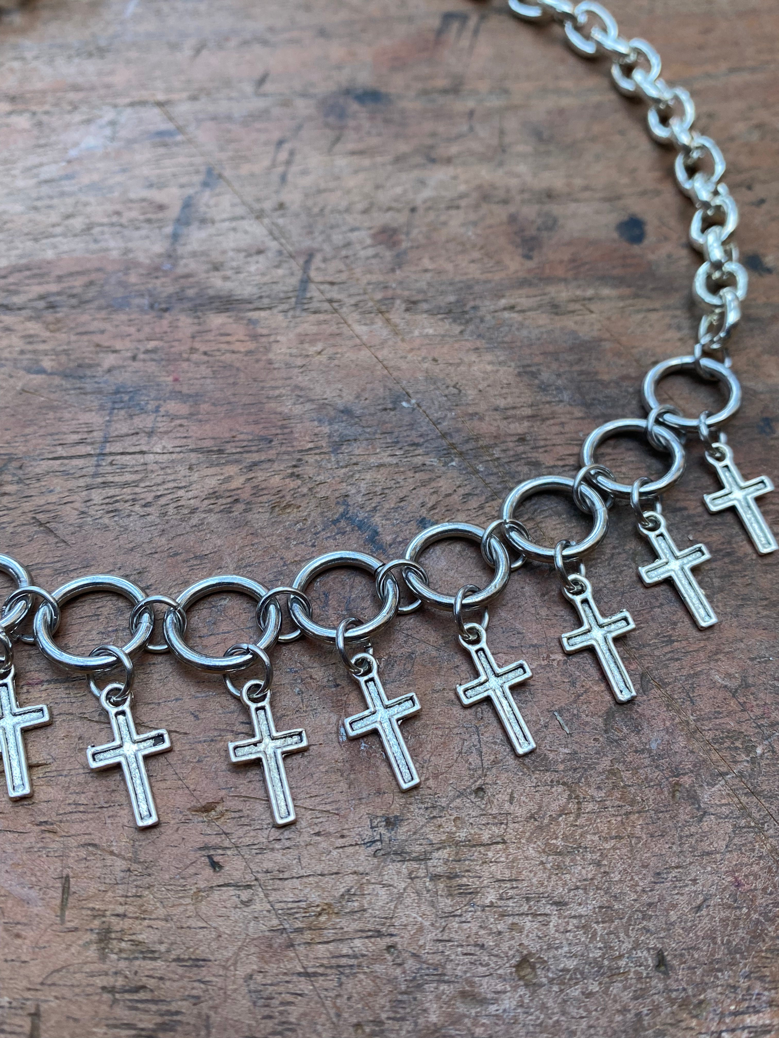 Crosses on a Chain Choker Necklace