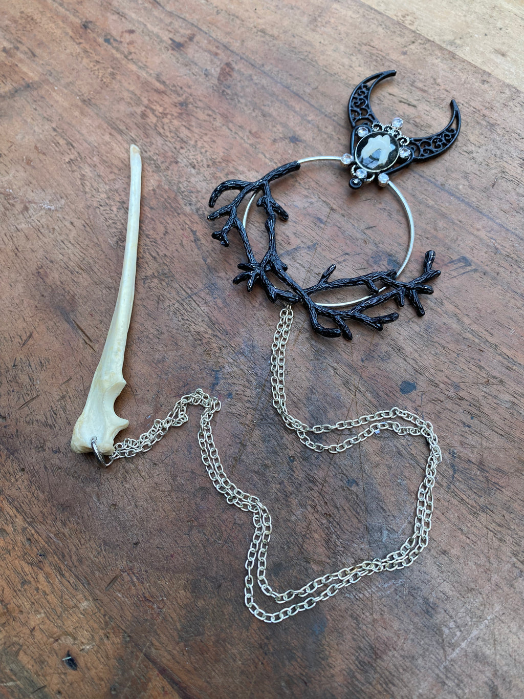Deer Tooth and Bone Hair Pin