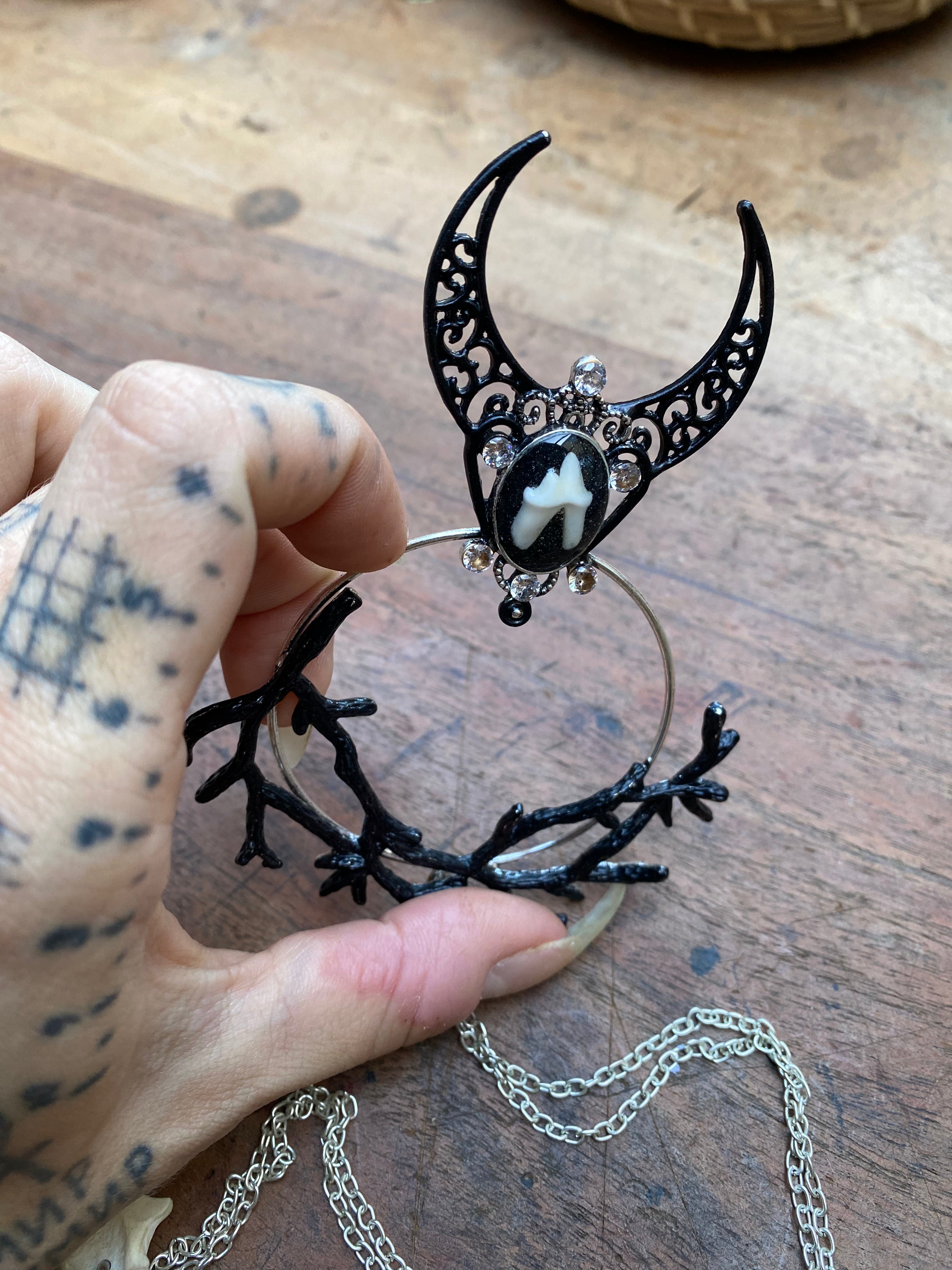 Deer Tooth and Bone Hair Pin