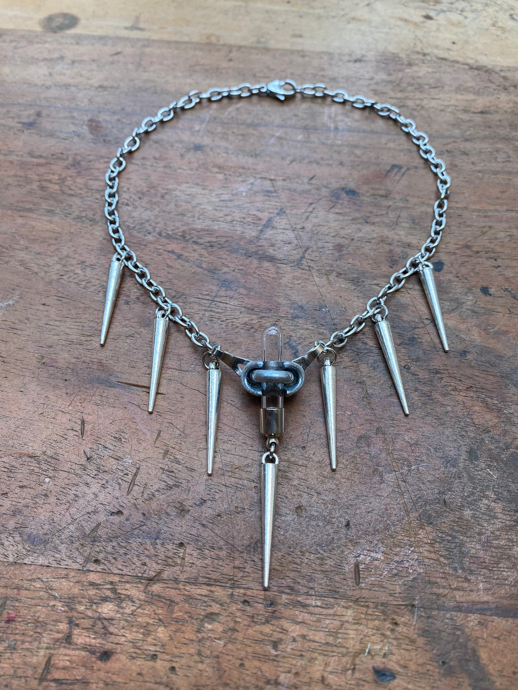 Openable Vial and Spikes Necklace