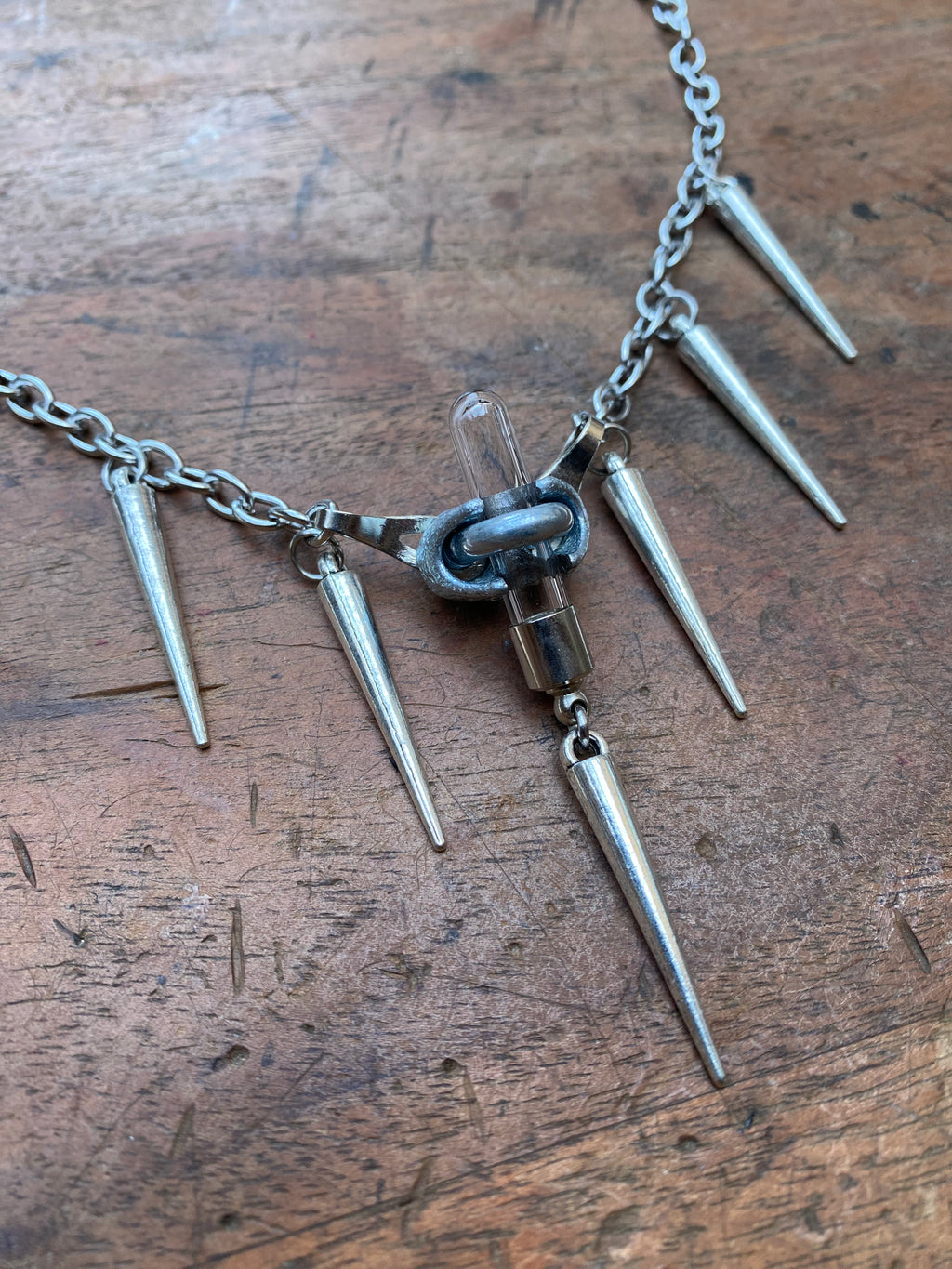 Openable Vial and Spikes Necklace