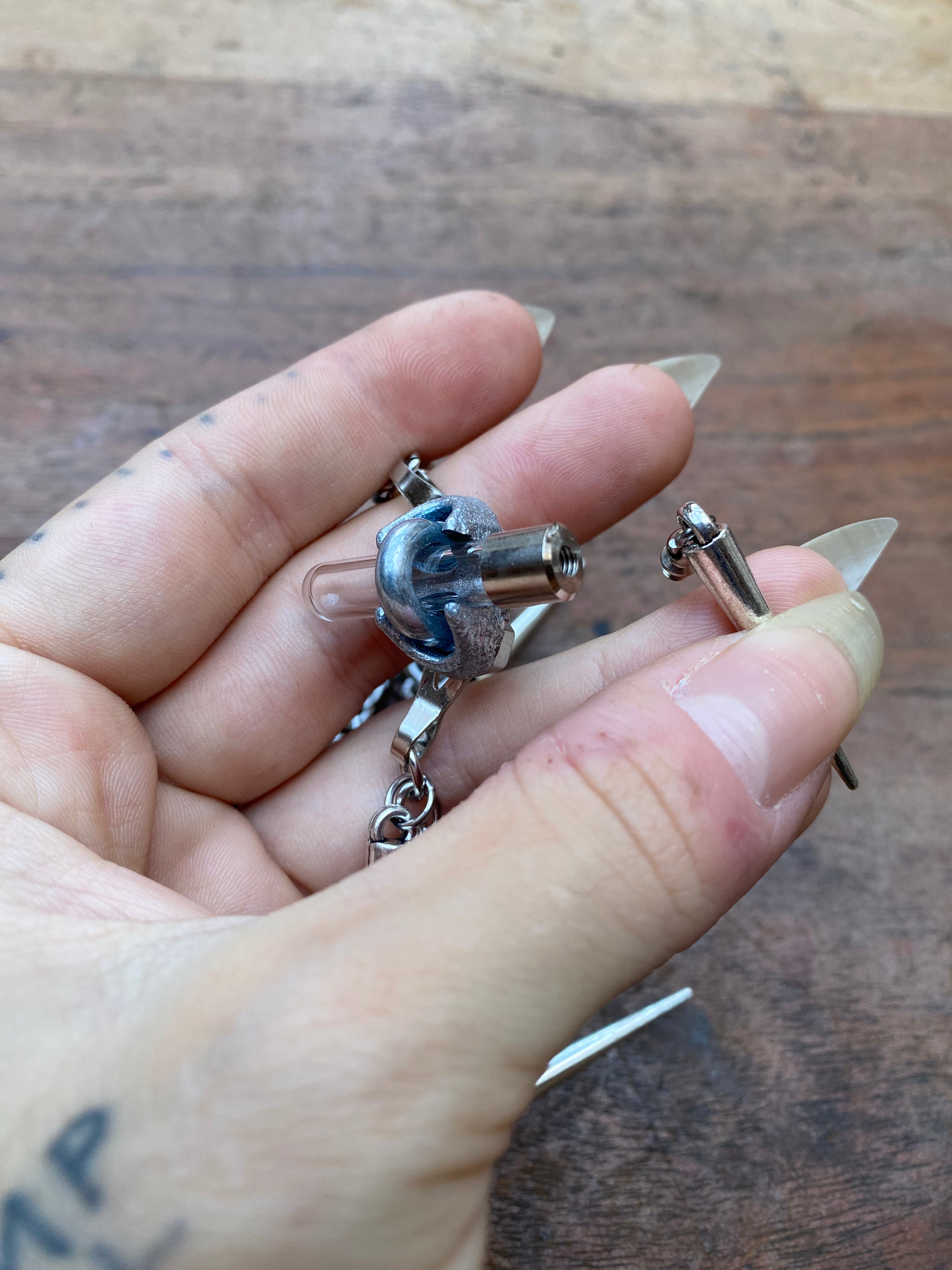 Openable Vial and Spikes Necklace