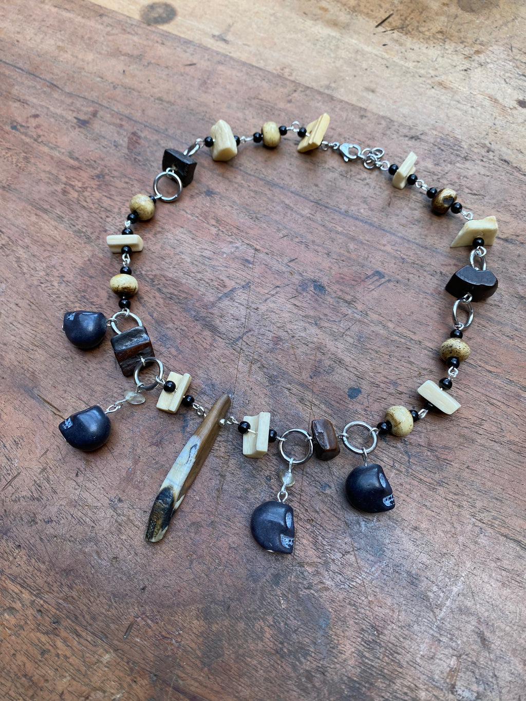 Mudlarked Tooth and Bone Beads Necklace