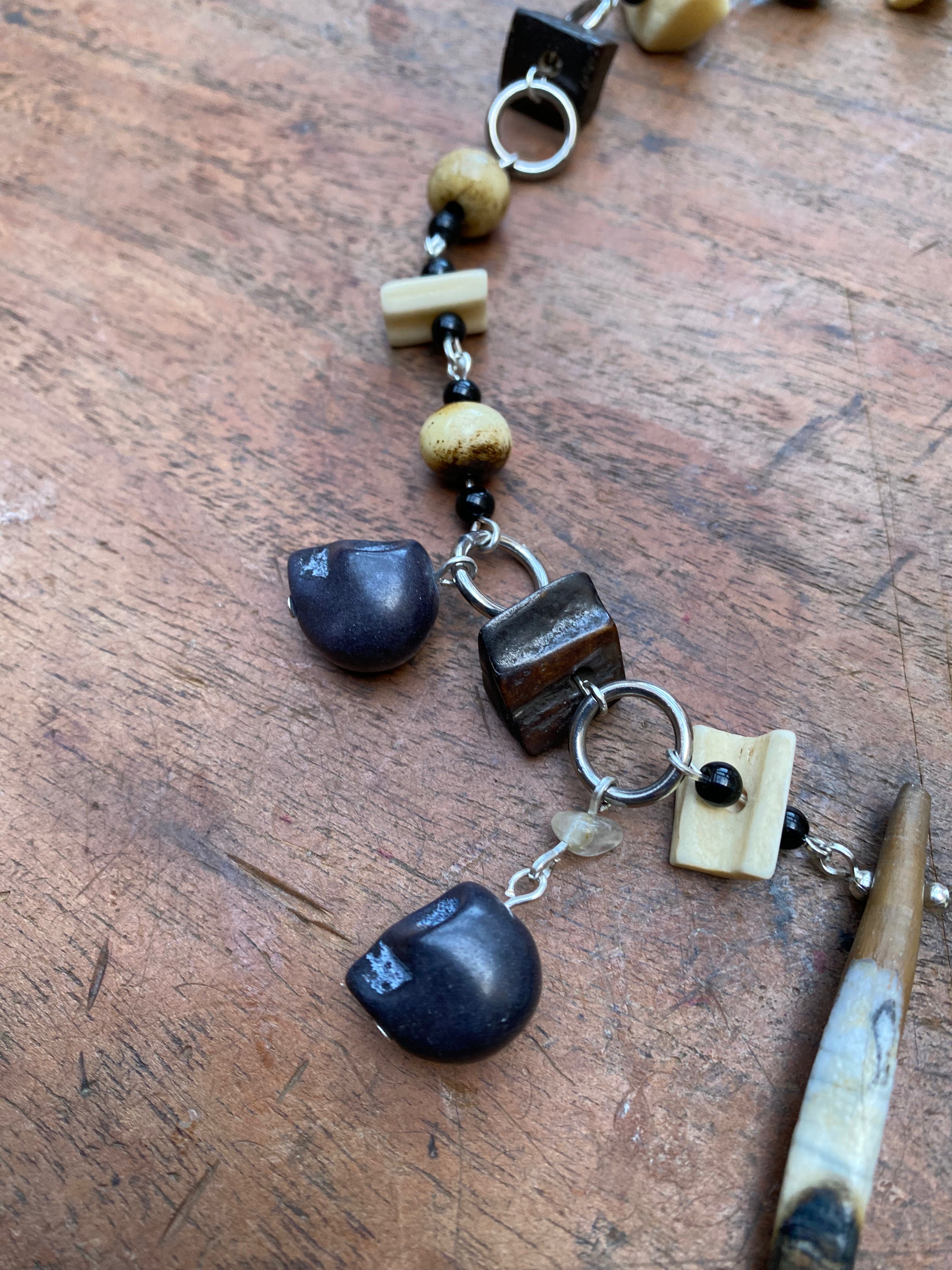 Mudlarked Tooth and Bone Beads Necklace