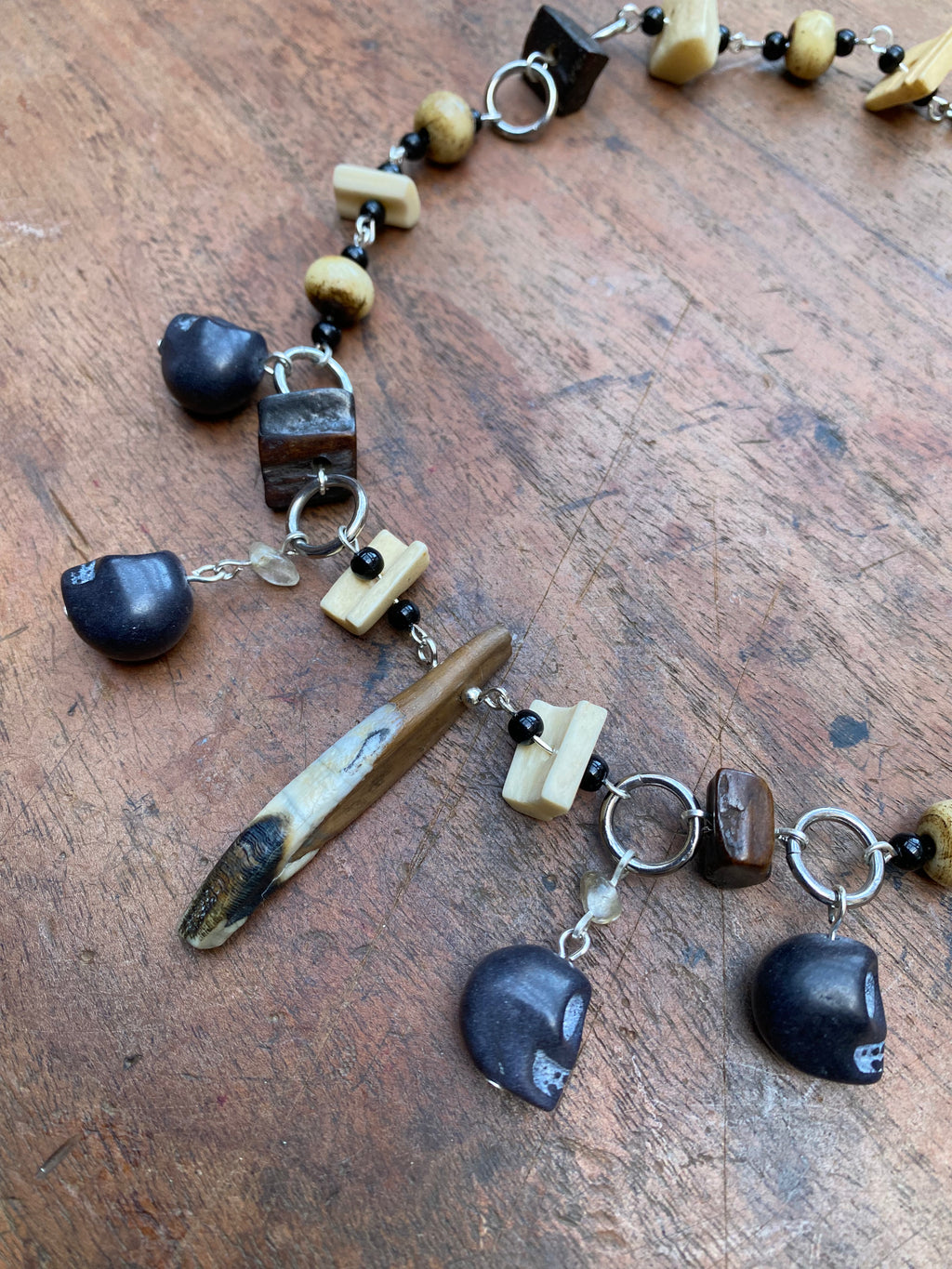 Mudlarked Tooth and Bone Beads Necklace