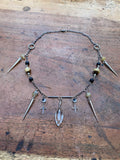 Openable Glass Vial with Gold Rutilated Quartz and Volcanic Rock Necklace