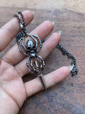 Detachable Openable Glass Vial in Spider Pendant Necklace