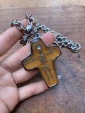 Large Skeleton Cross on a Chunky Steel Chain