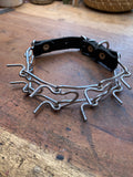 Adjustable Large Spikes Leather Choker
