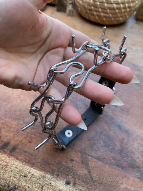 Adjustable Large Spikes Leather Choker