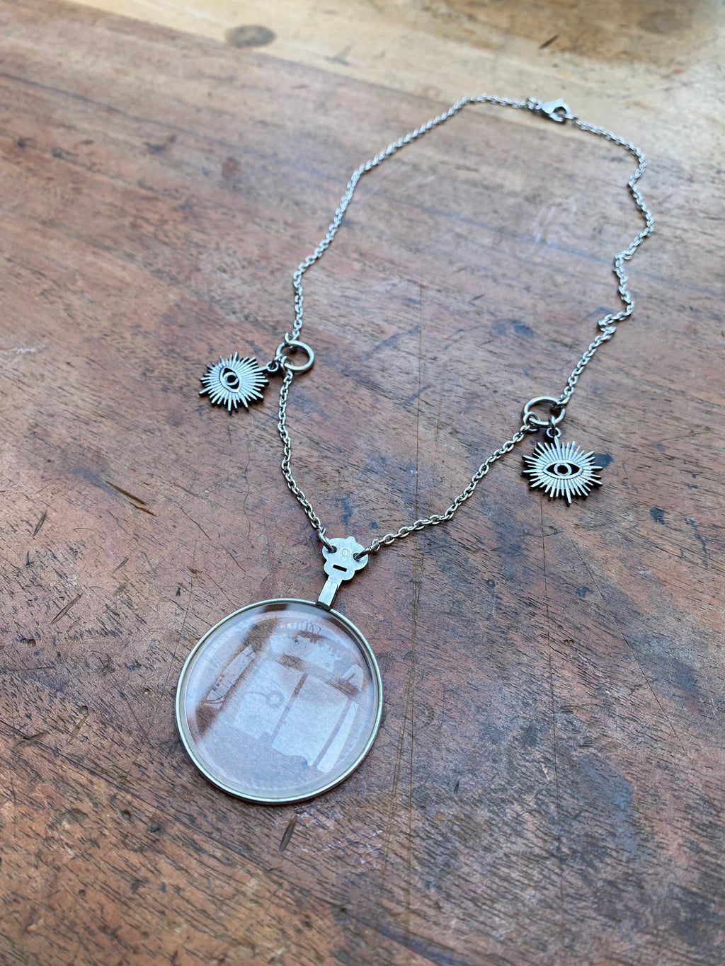 Victorian Optometrist Lens on a Chain Necklace