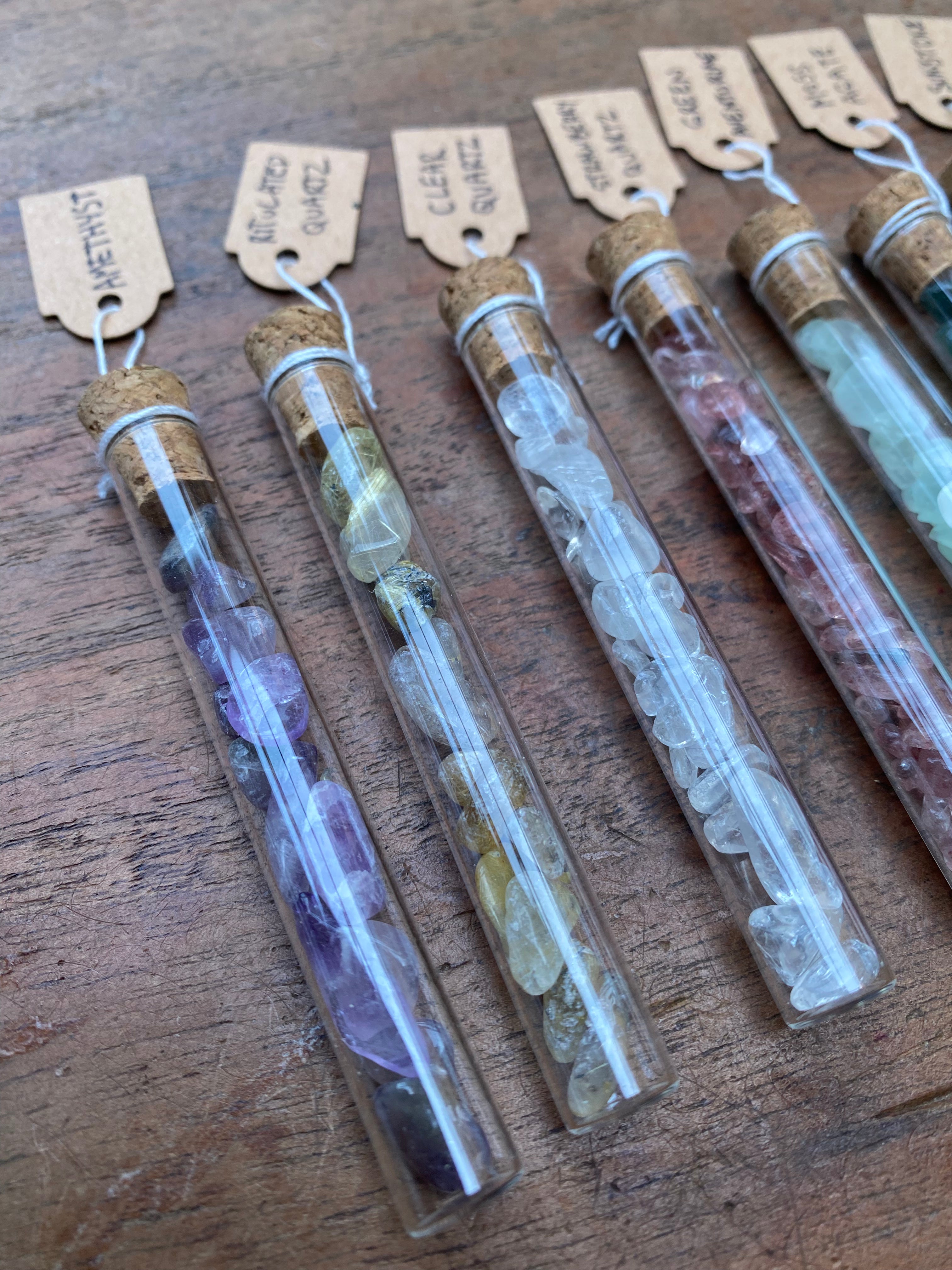 Natural Gemstones in Glass Vials