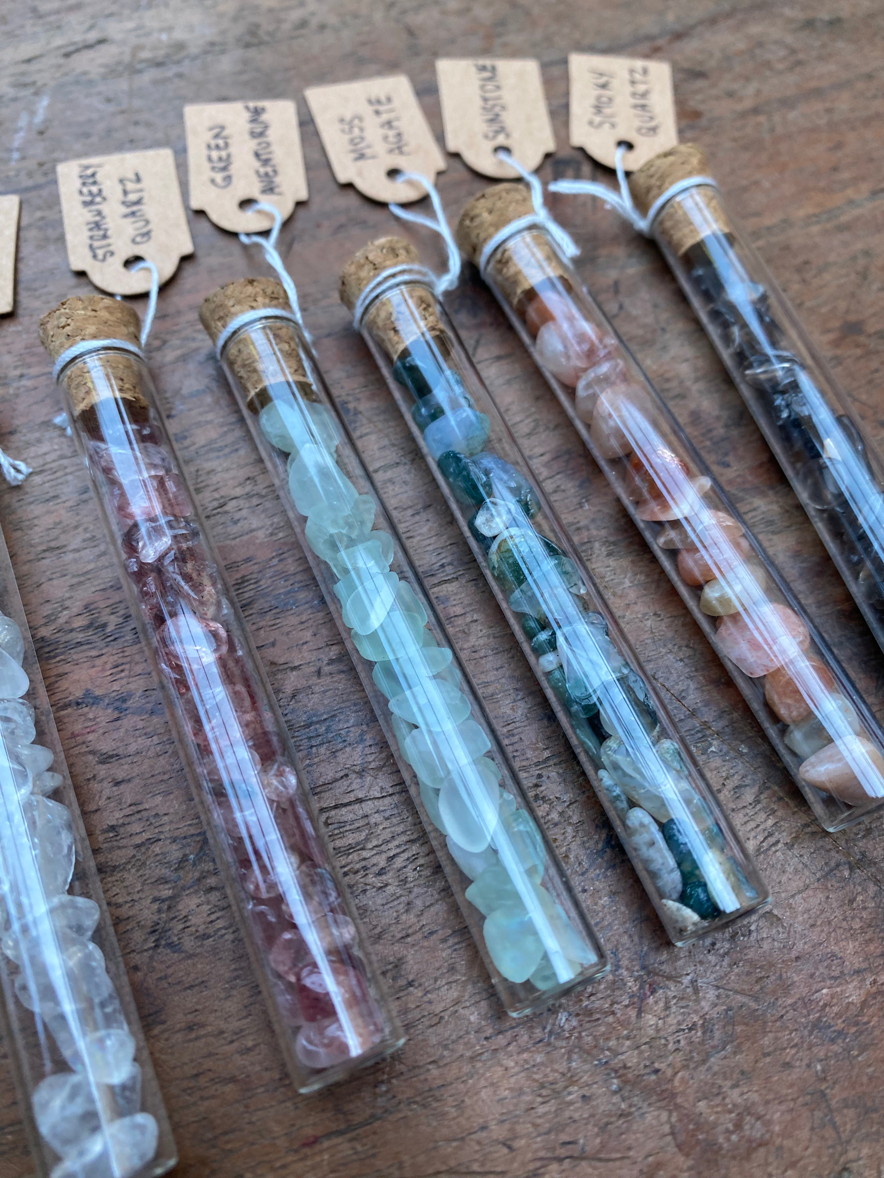Natural Gemstones in Glass Vials