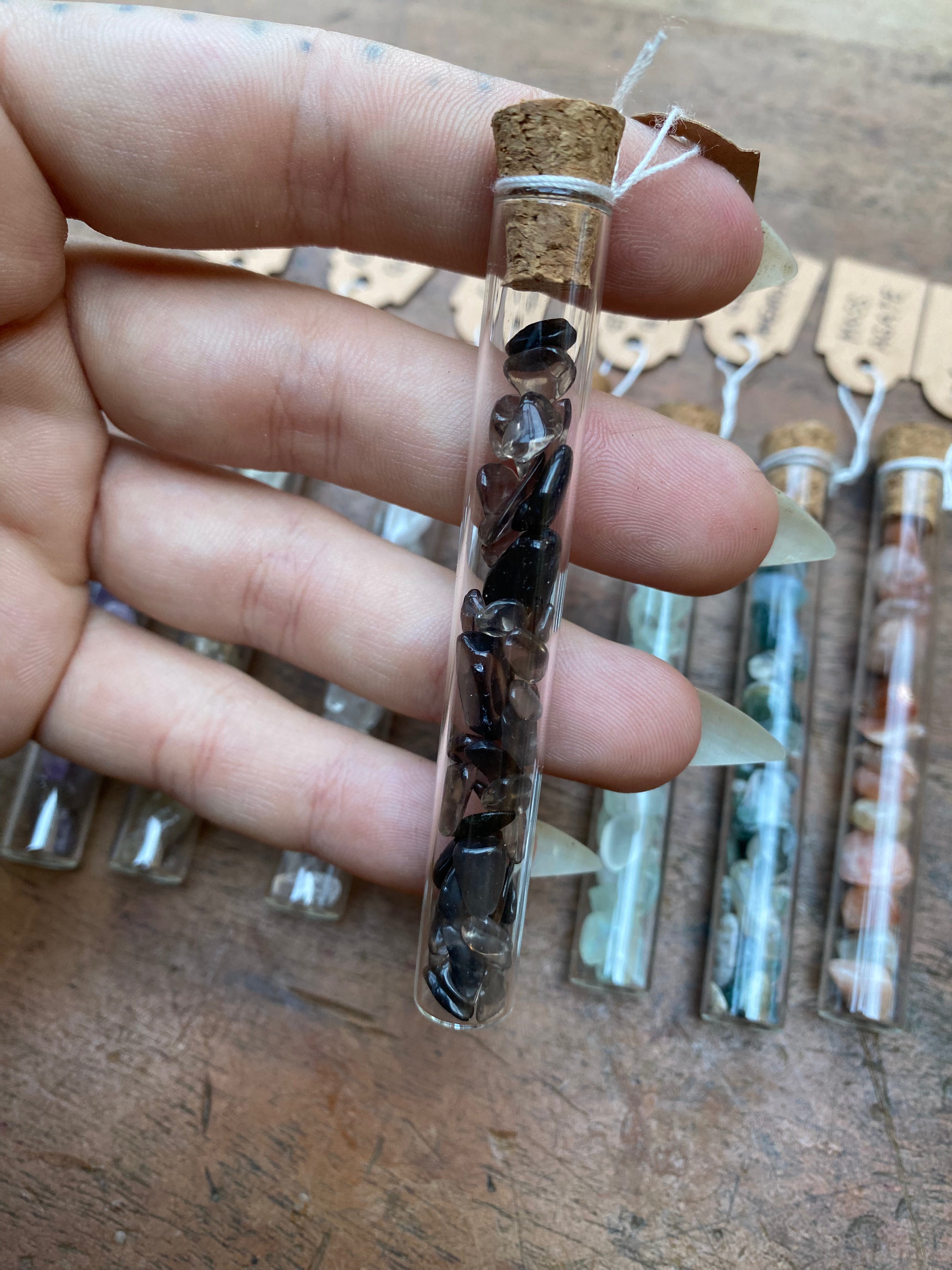 Natural Gemstones in Glass Vials
