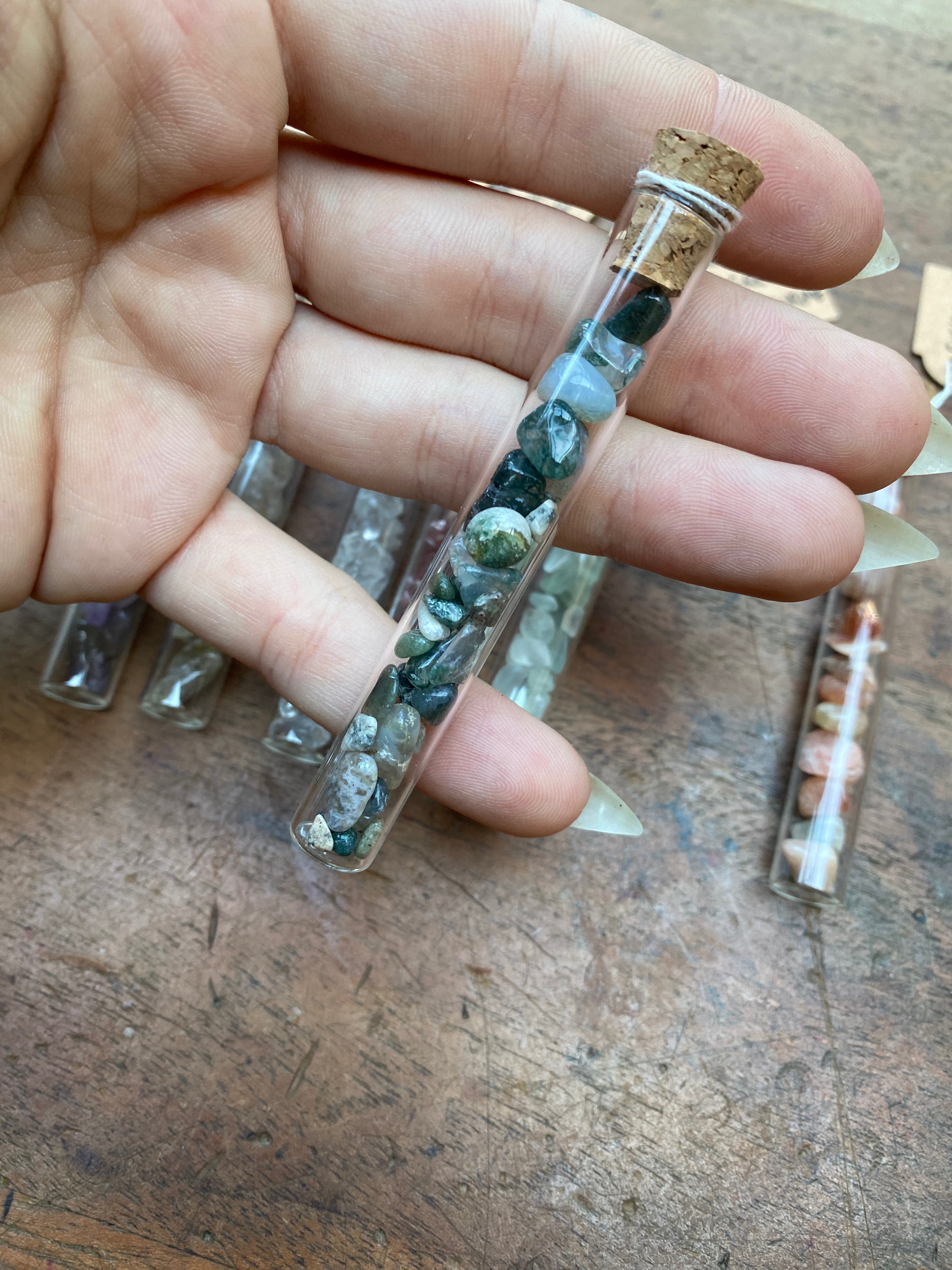 Natural Gemstones in Glass Vials