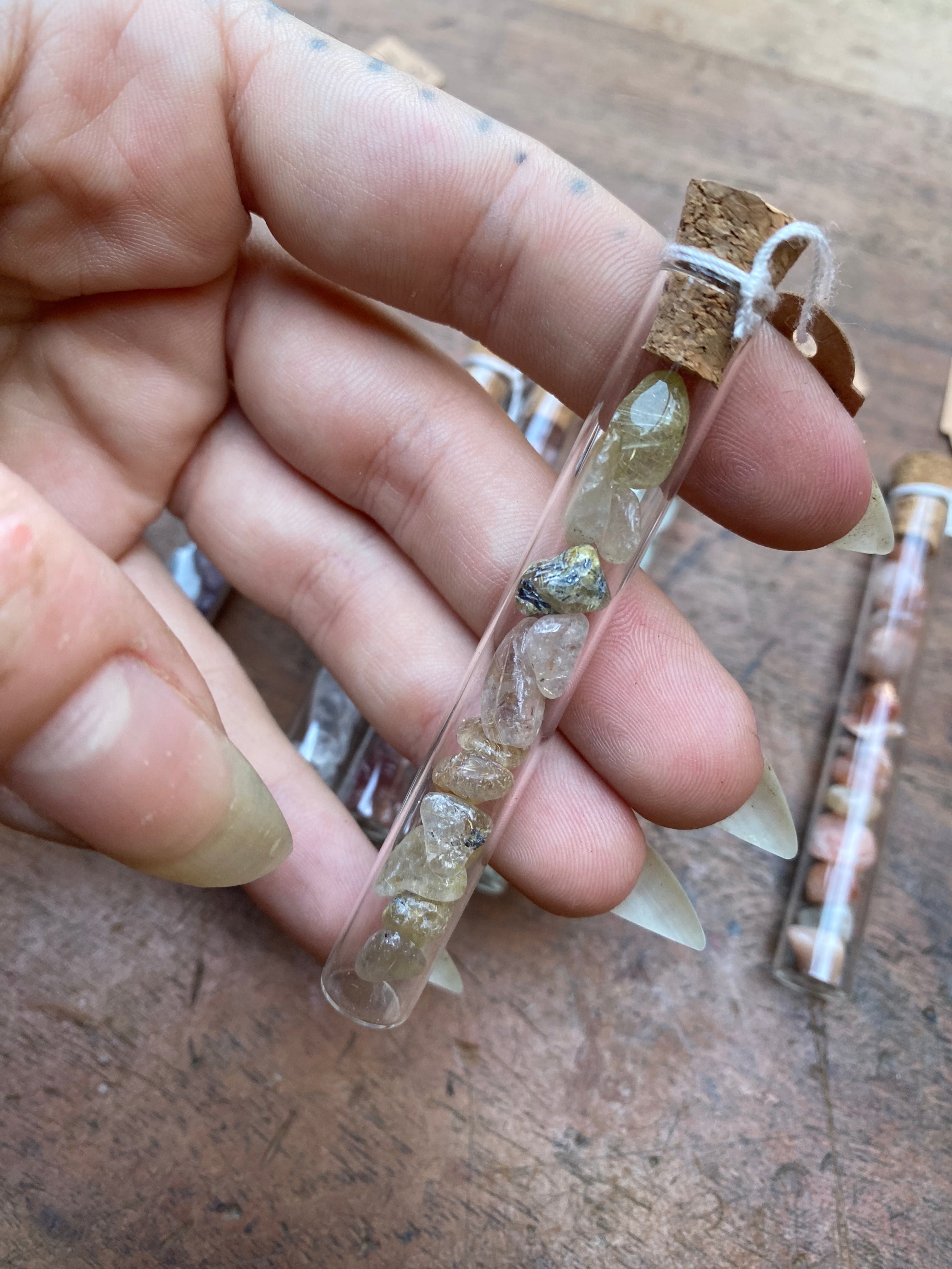 Natural Gemstones in Glass Vials