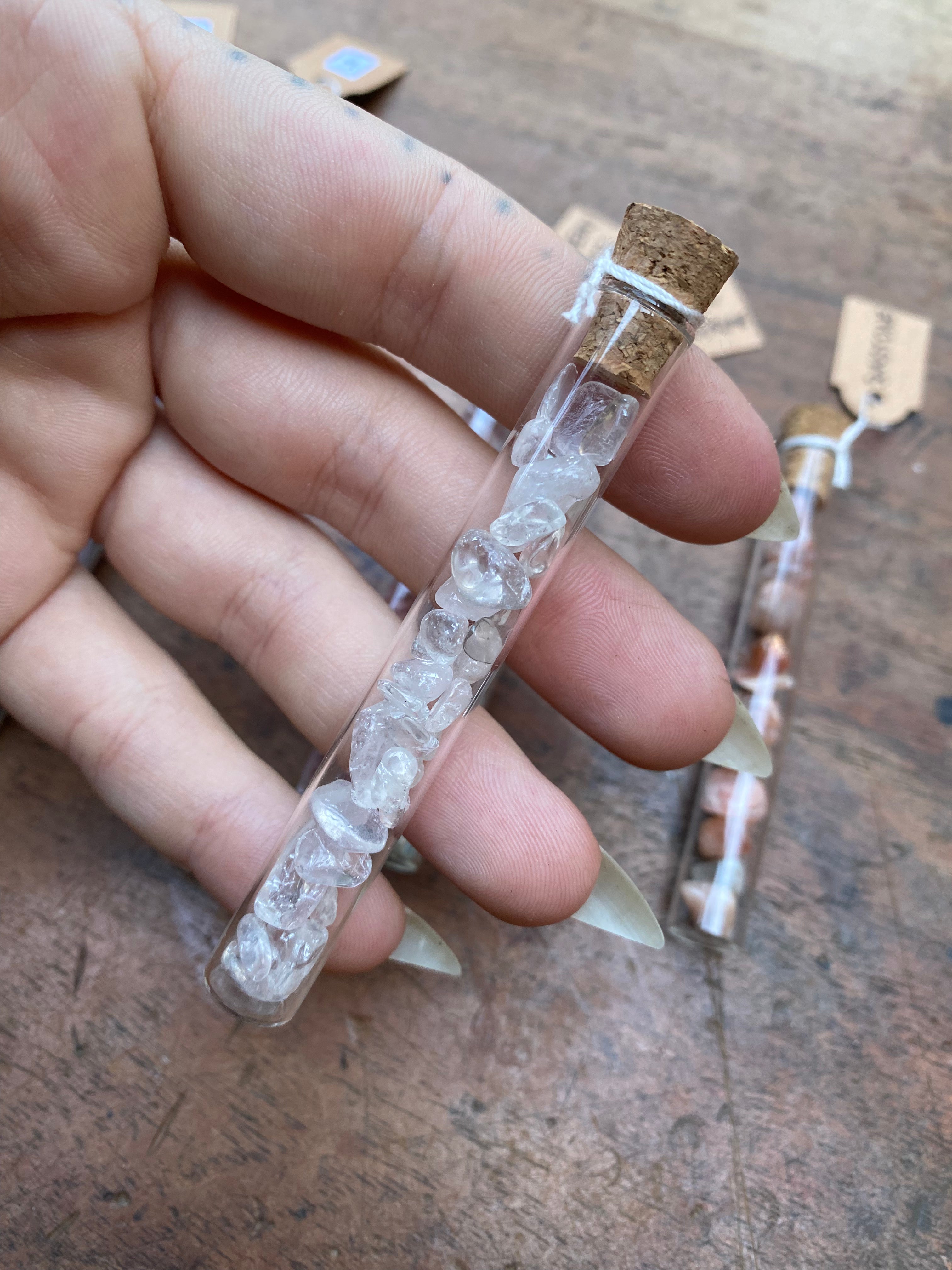 Natural Gemstones in Glass Vials