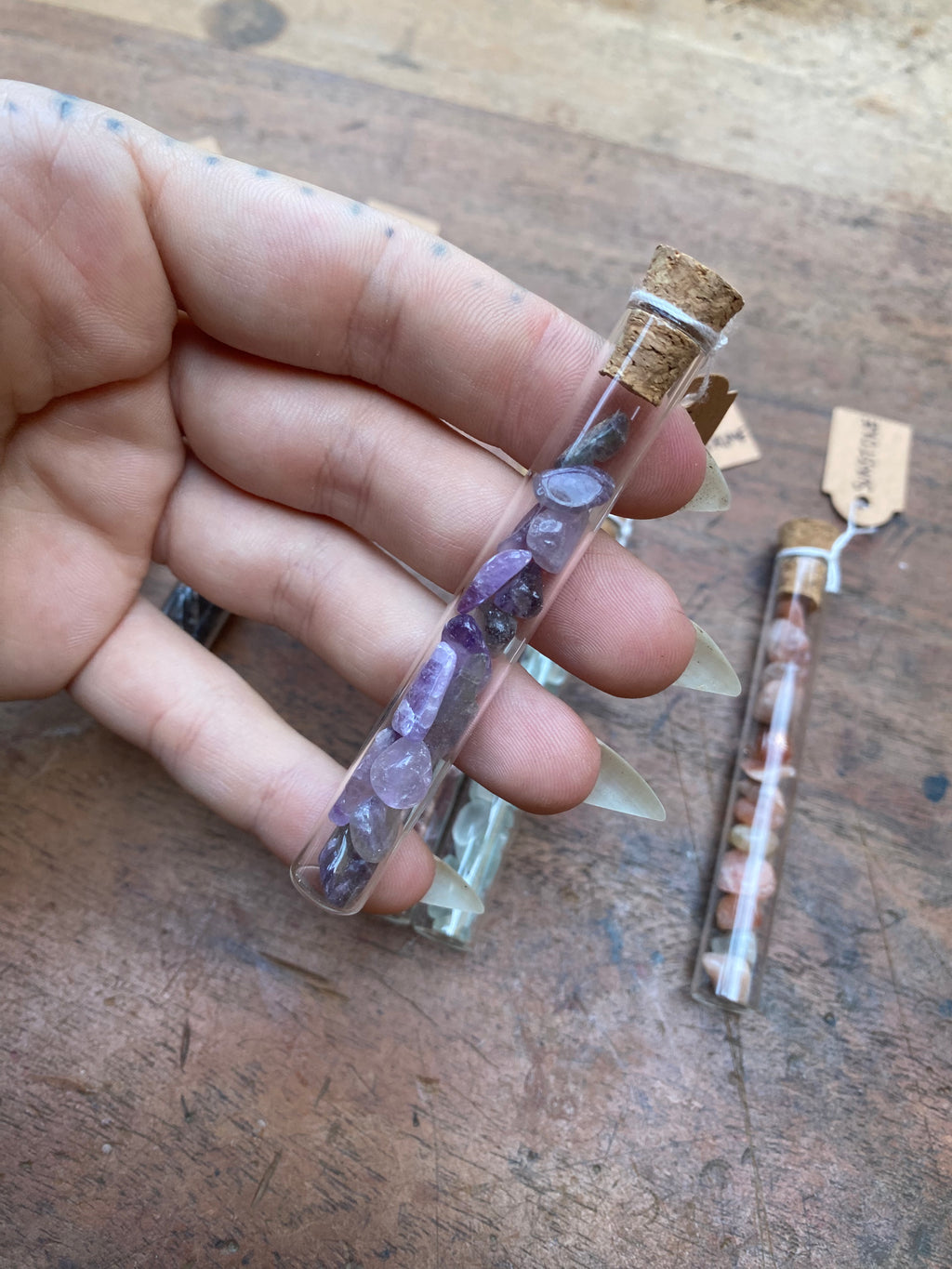 Natural Gemstones in Glass Vials