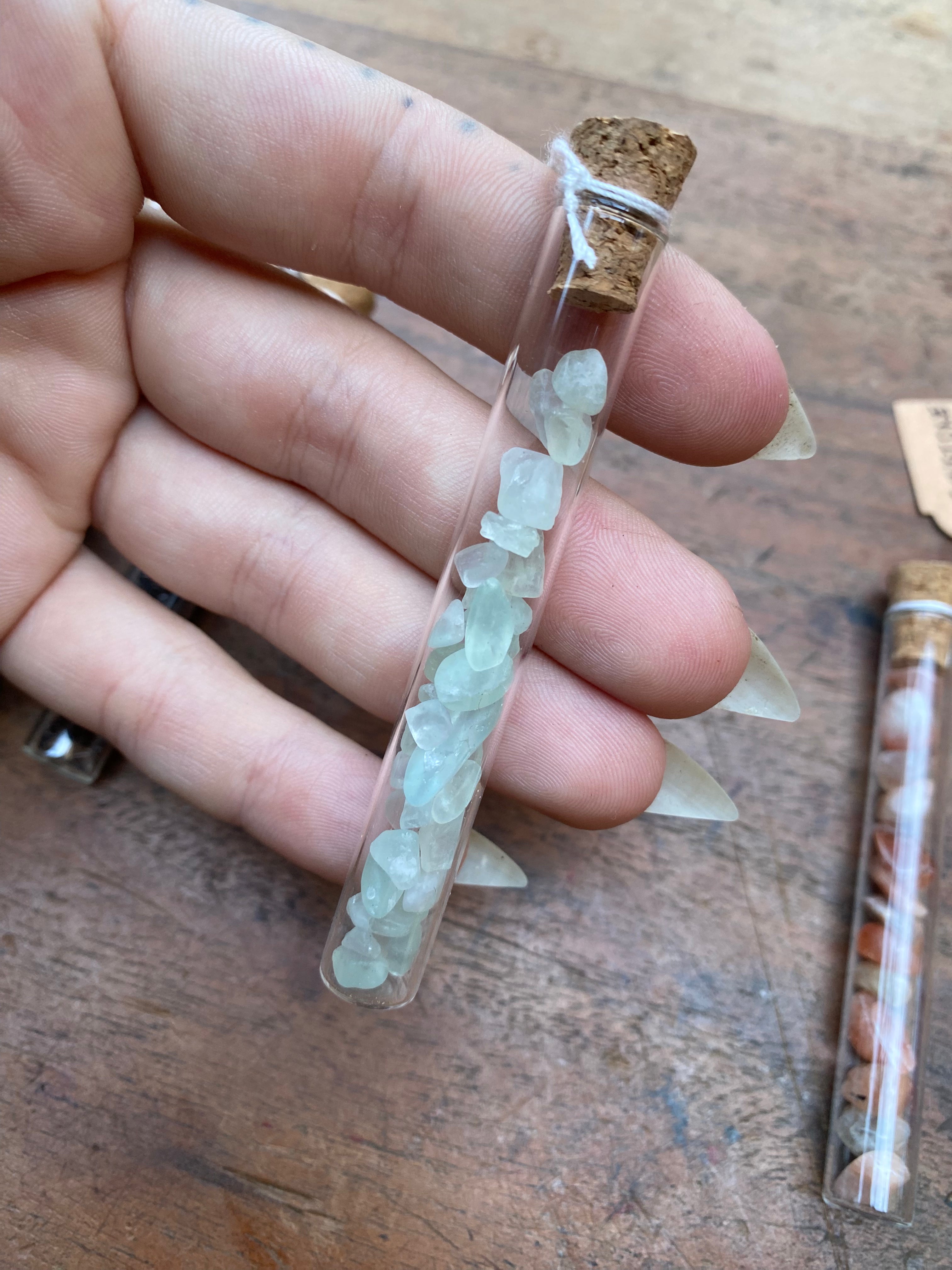 Natural Gemstones in Glass Vials