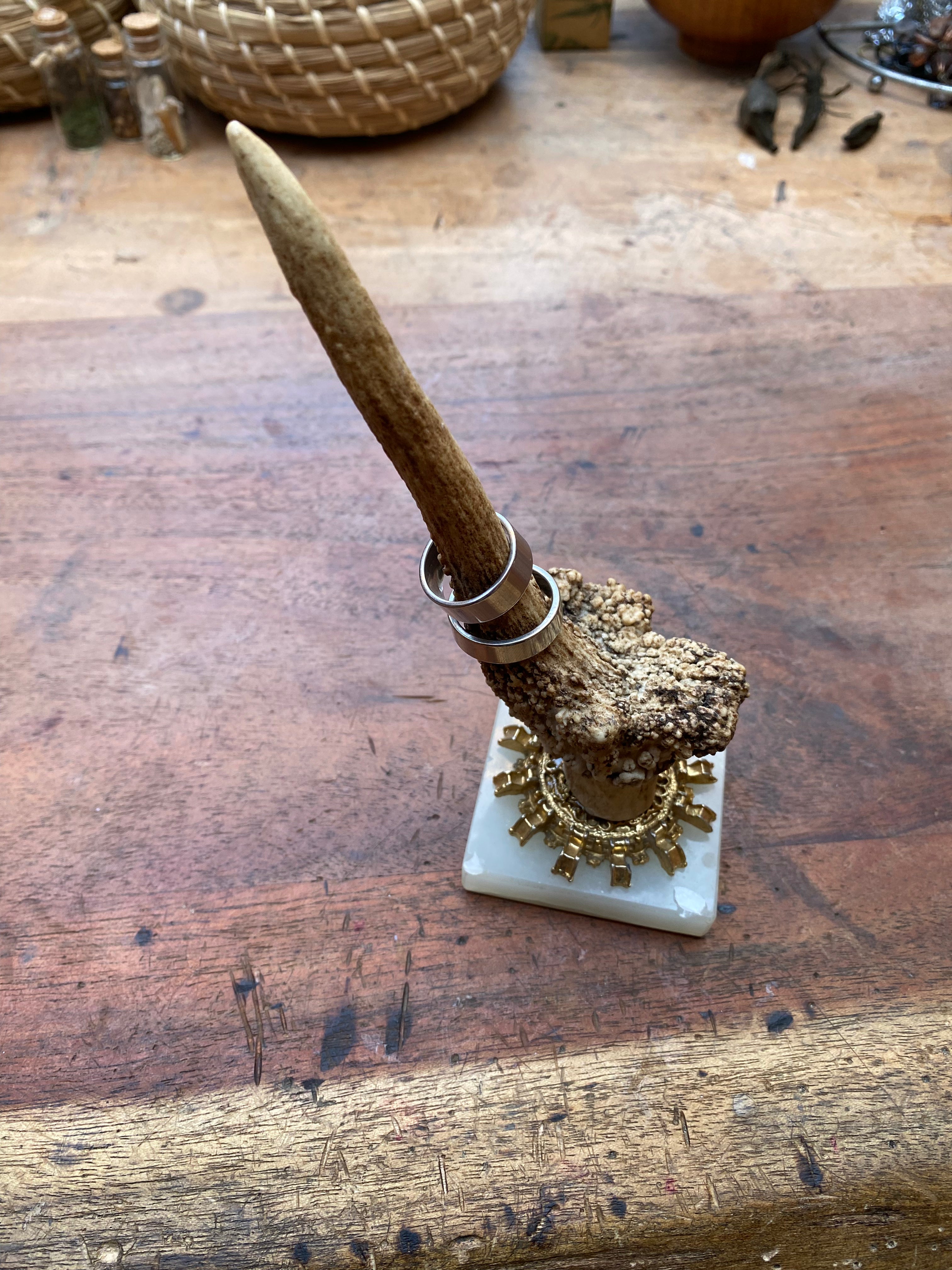 Antler and Crystal Stand Ring Holder
