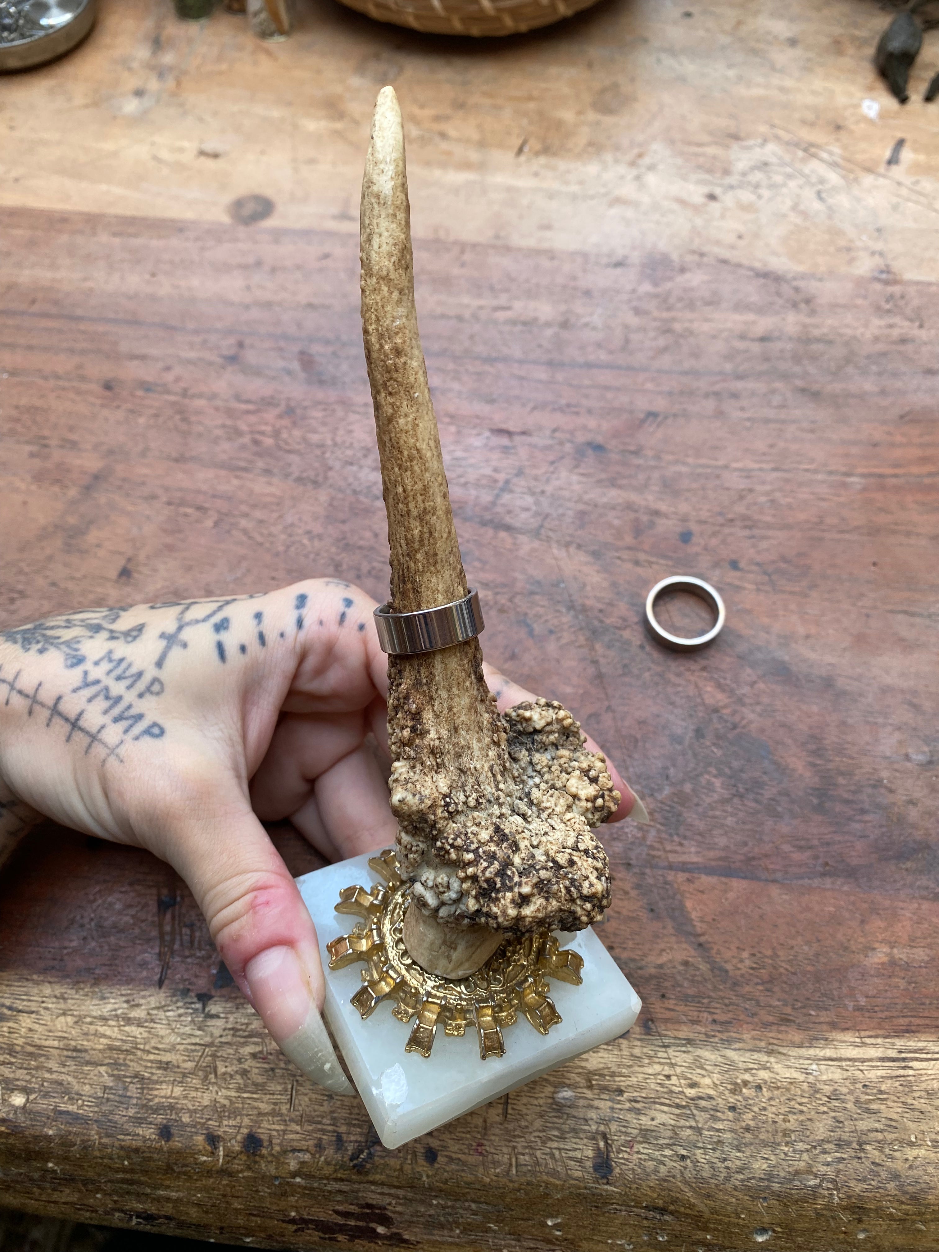 Antler and Crystal Stand Ring Holder