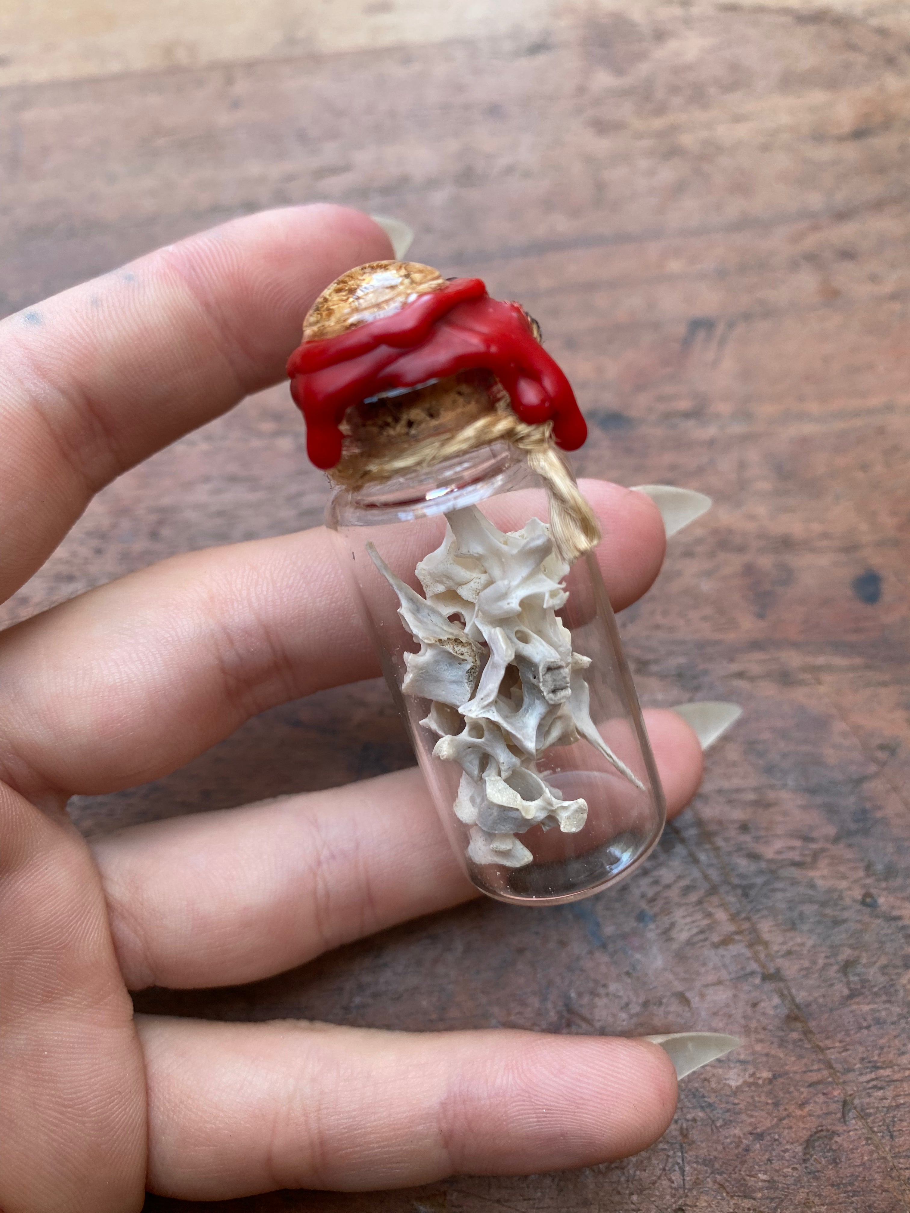 Bones in Glass Vial Spell Jar