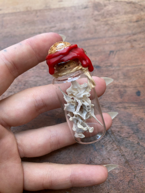 Bones in Glass Vial Spell Jar