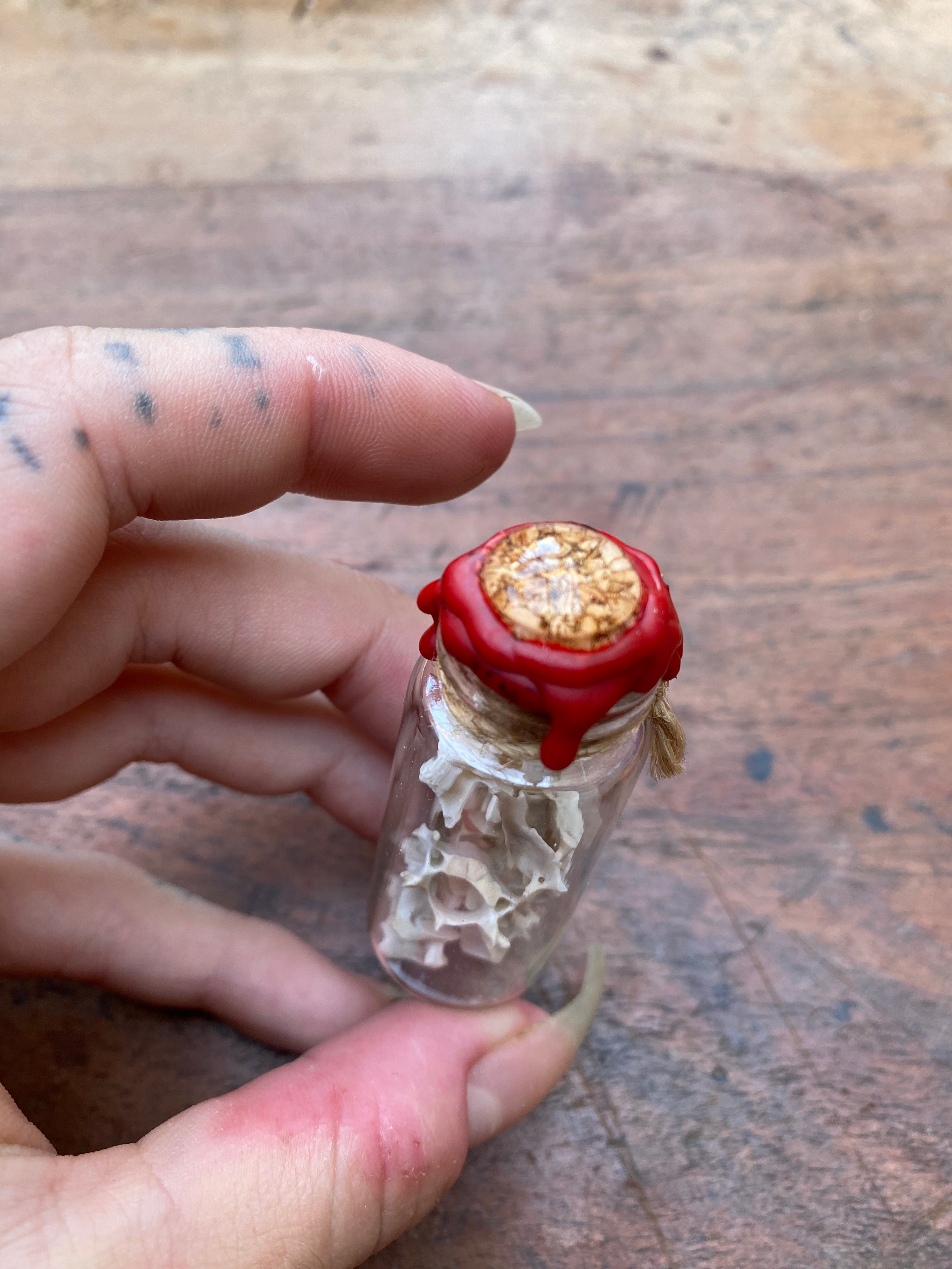 Bones in Glass Vial Spell Jar