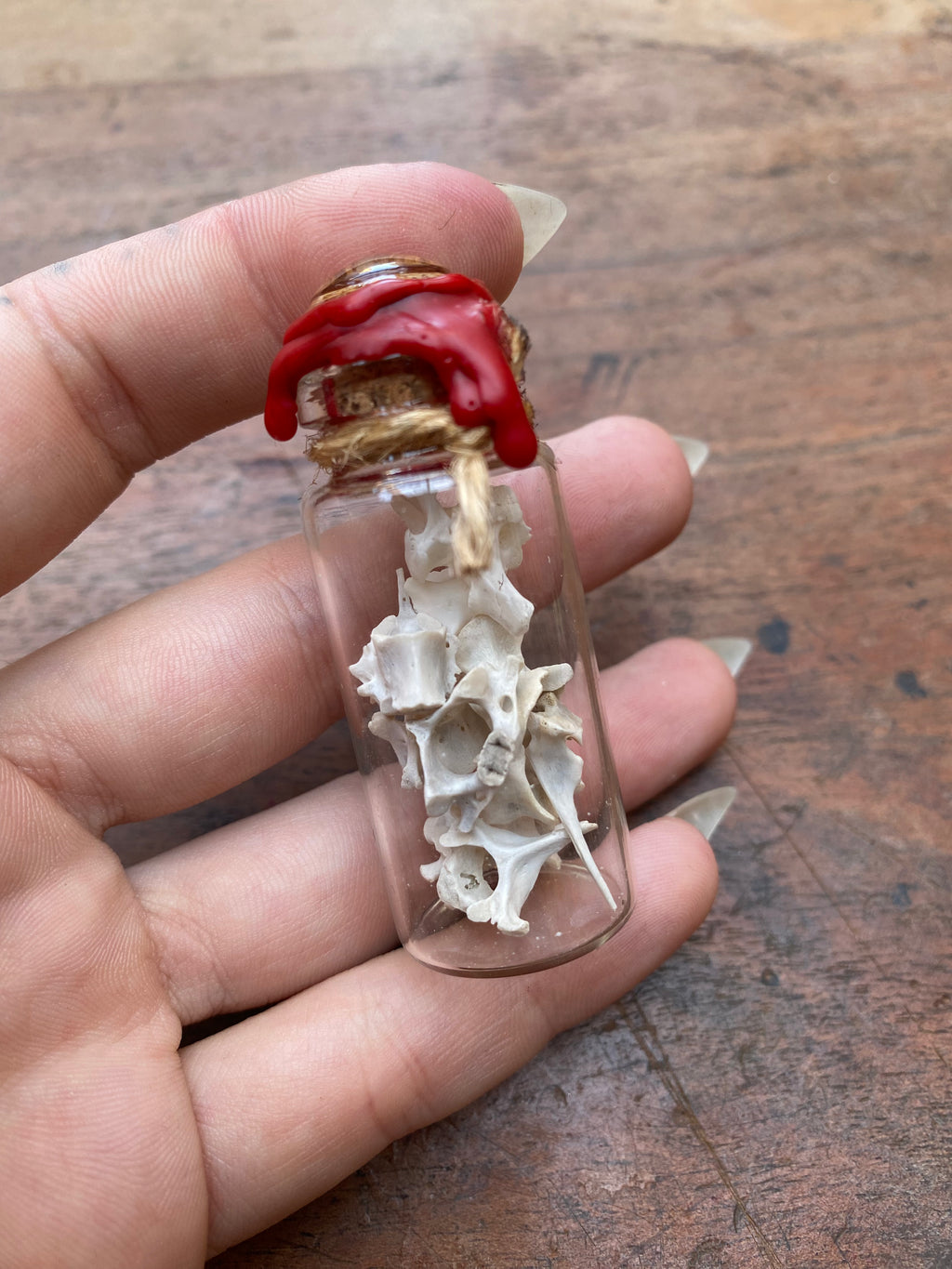 Bones in Glass Vial Spell Jar