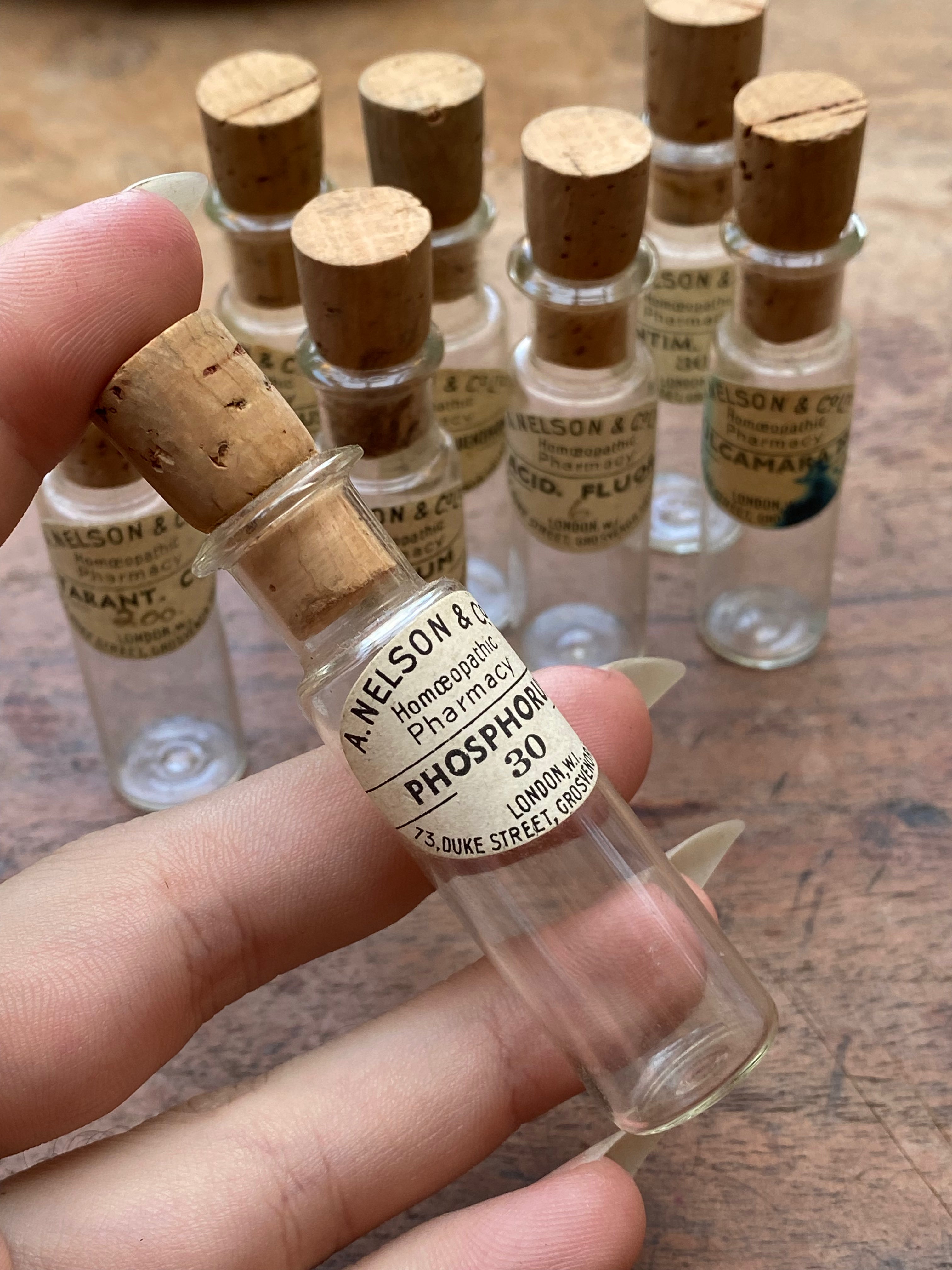 Vintage Homeopathic Glass Vials with Corks