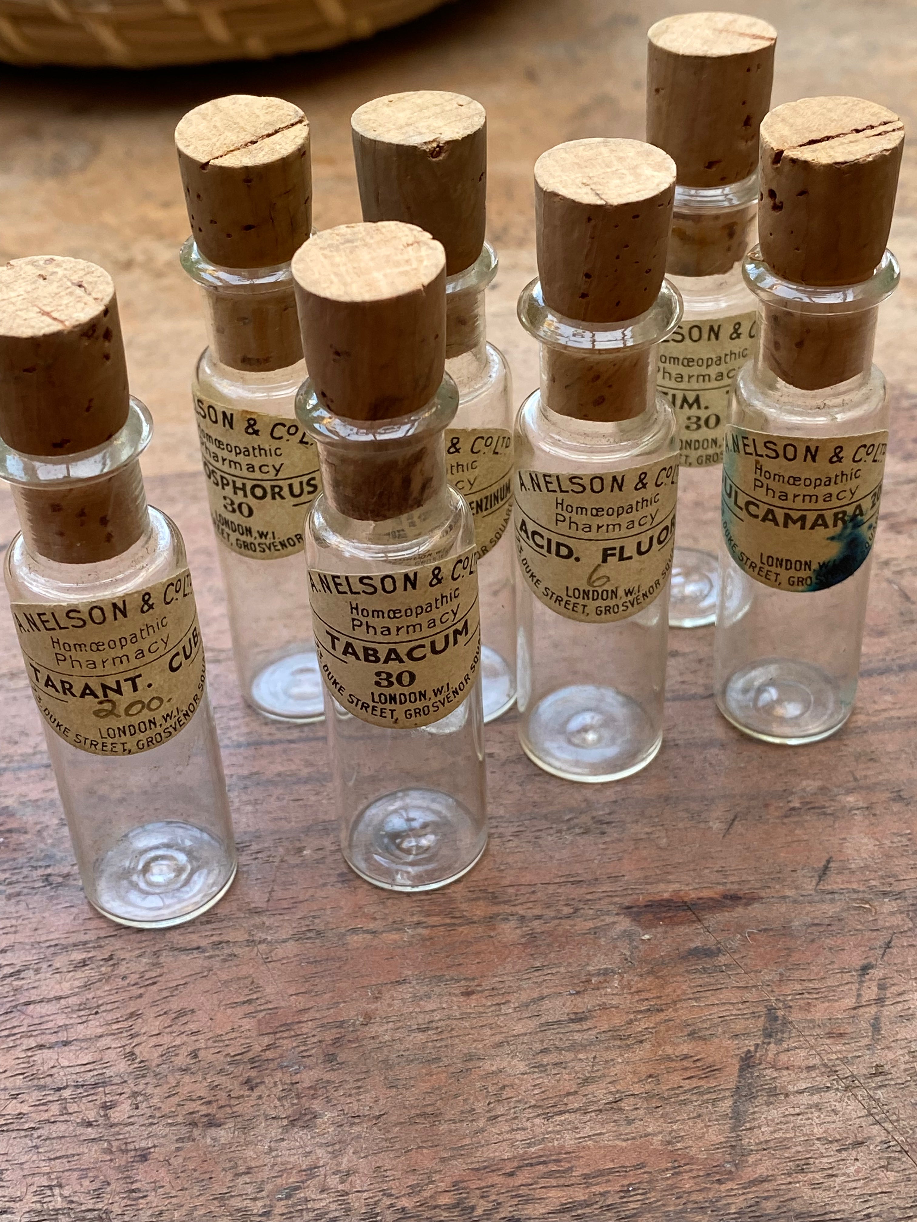 Vintage Homeopathic Glass Vials with Corks