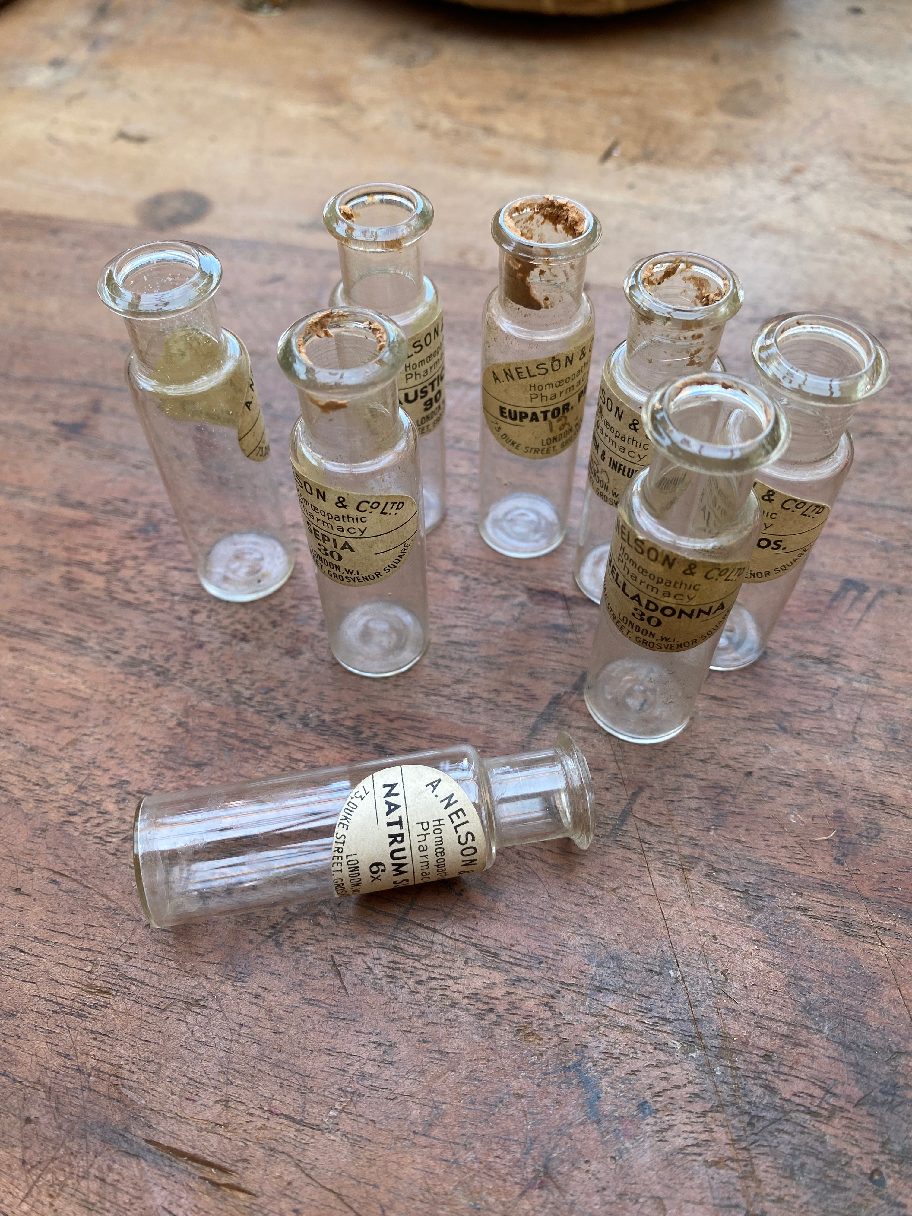 Vintage Homeopathic Glass Vials Without Corks
