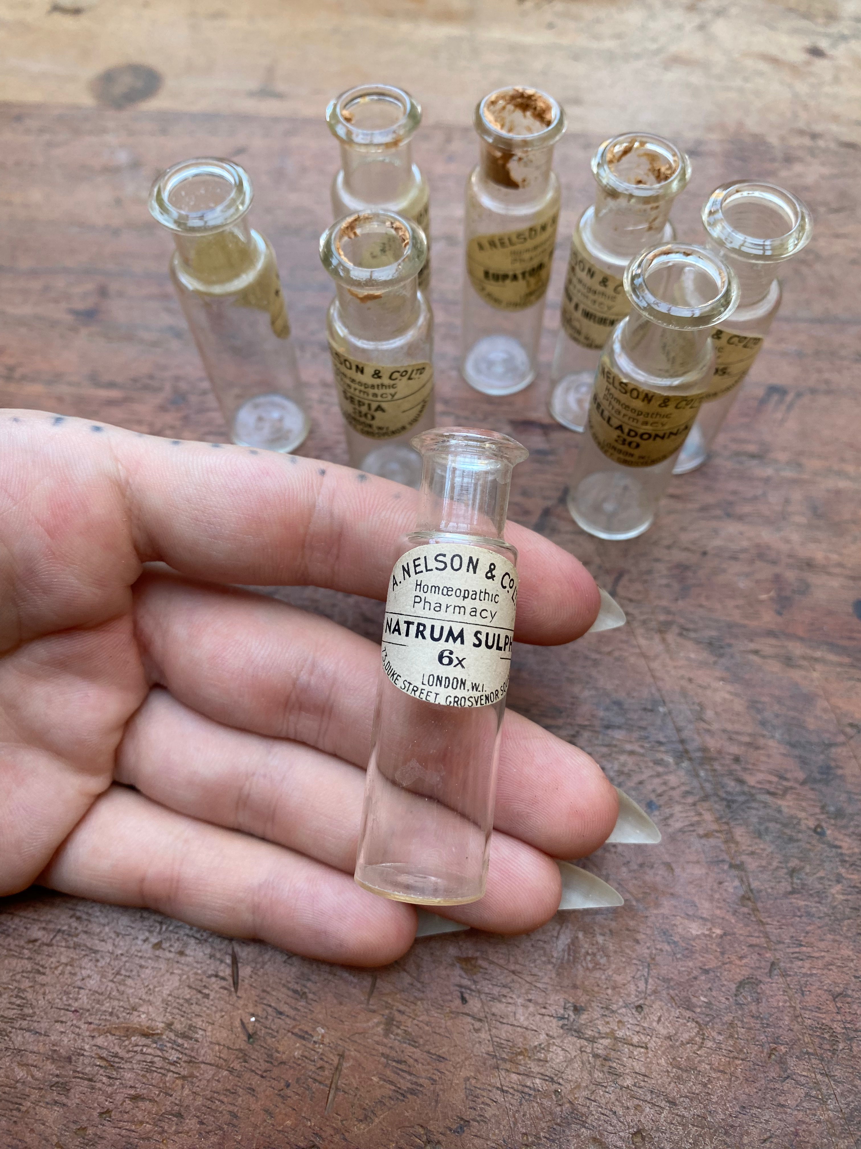 Vintage Homeopathic Glass Vials Without Corks