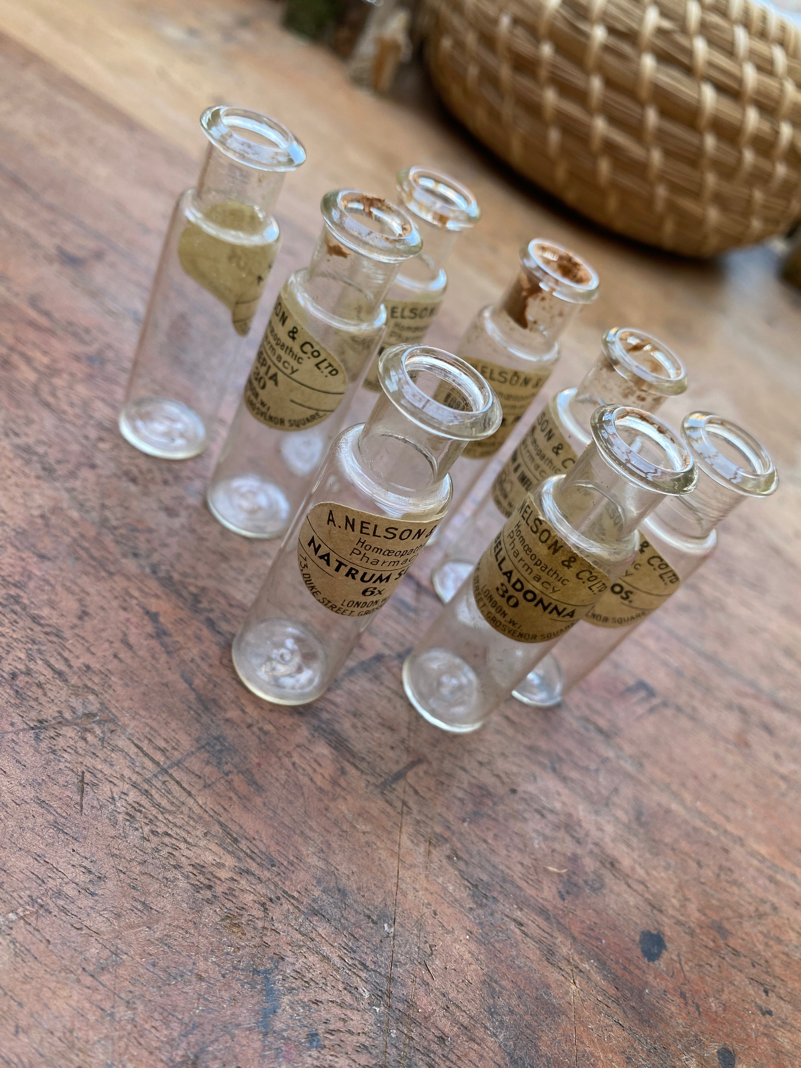 Vintage Homeopathic Glass Vials Without Corks