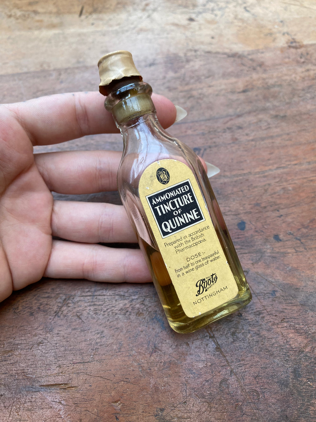 Vintage Ammoniated Tincture of Quinine Medicine Bottle
