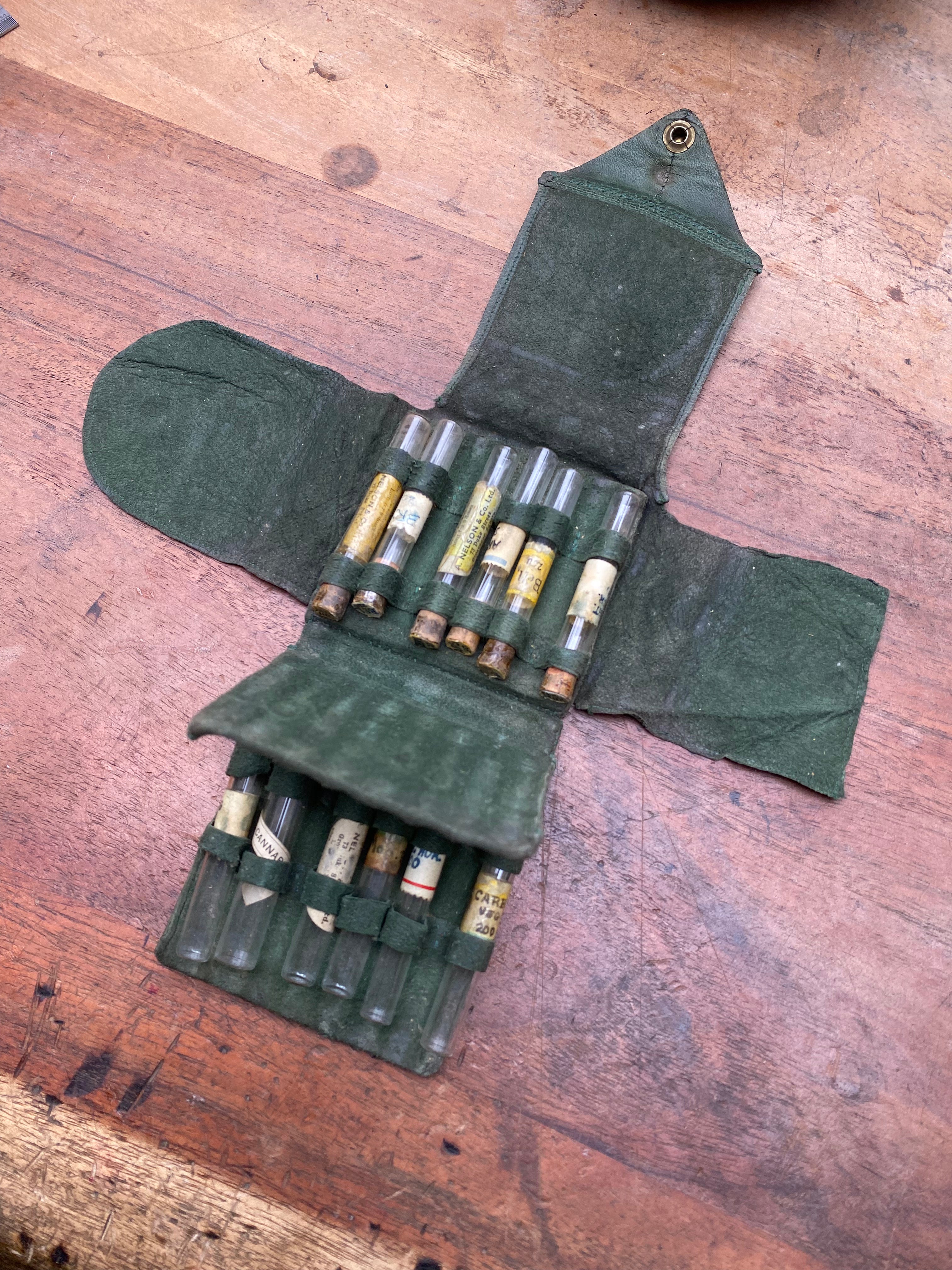 Vintage Green Leather Case Homeopathic Kit