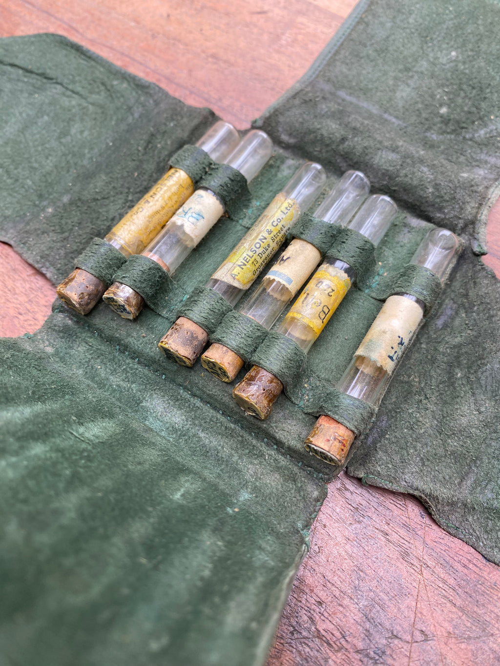 Vintage Green Leather Case Homeopathic Kit
