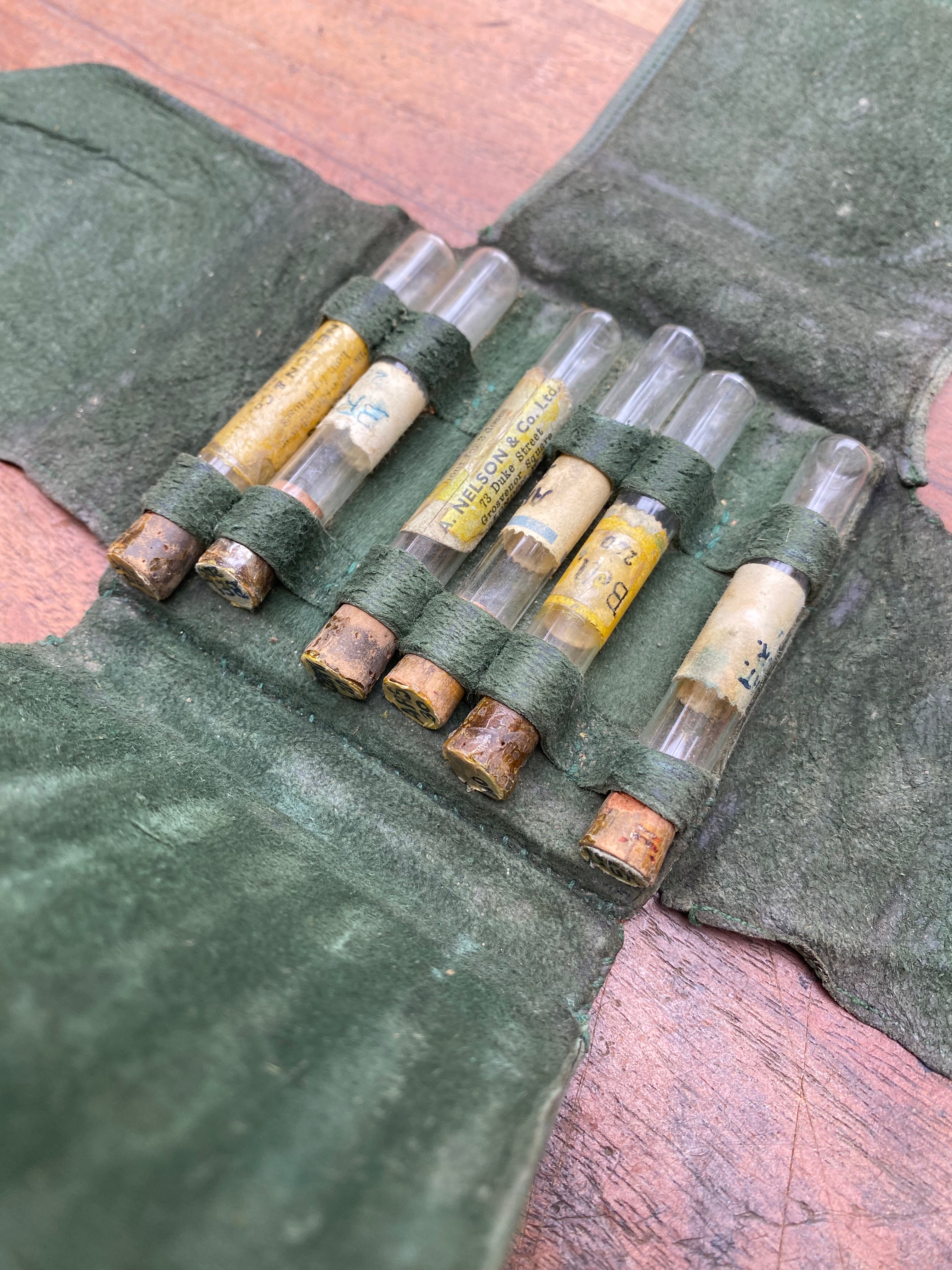 Vintage Green Leather Case Homeopathic Kit