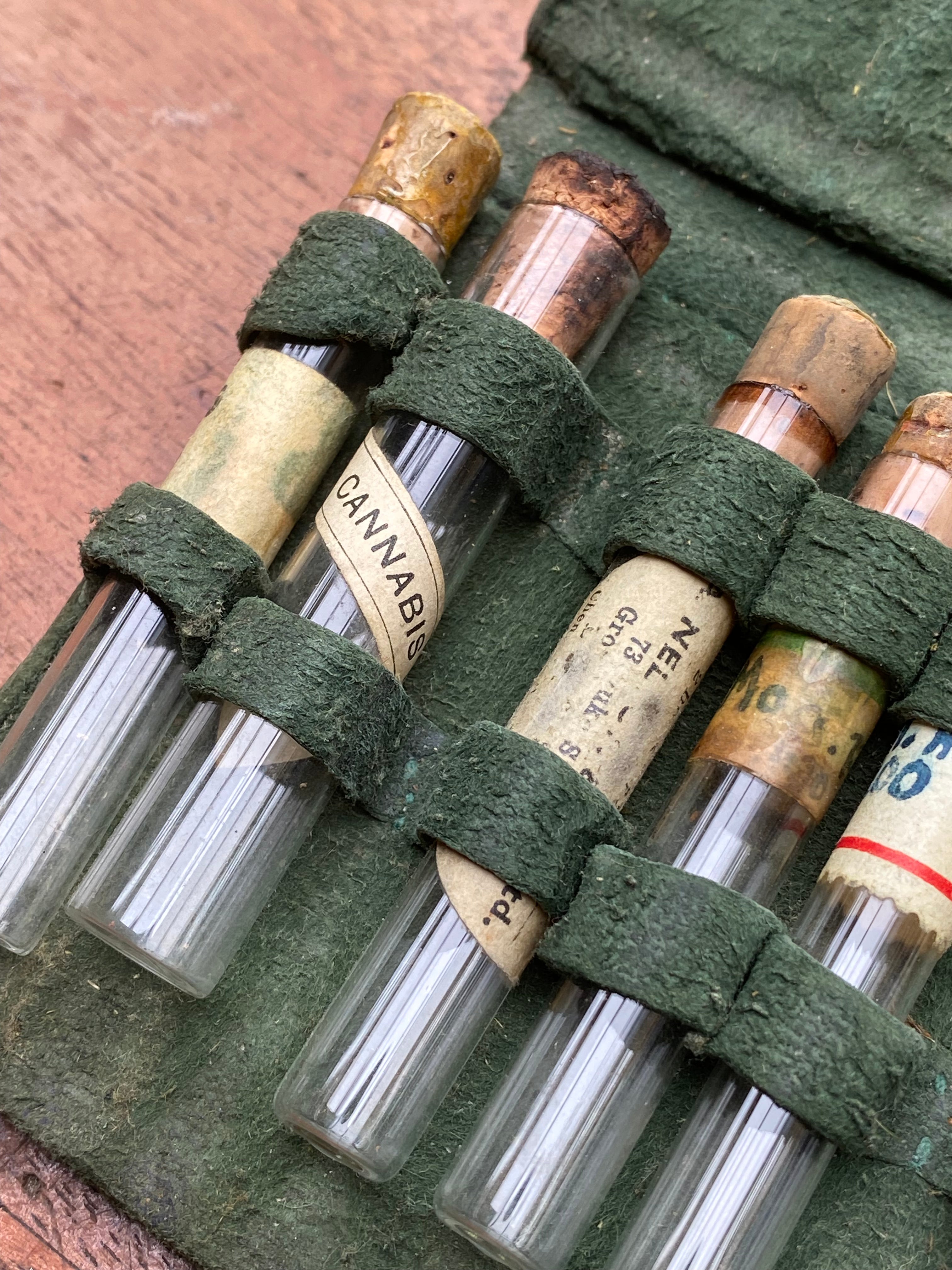 Vintage Green Leather Case Homeopathic Kit