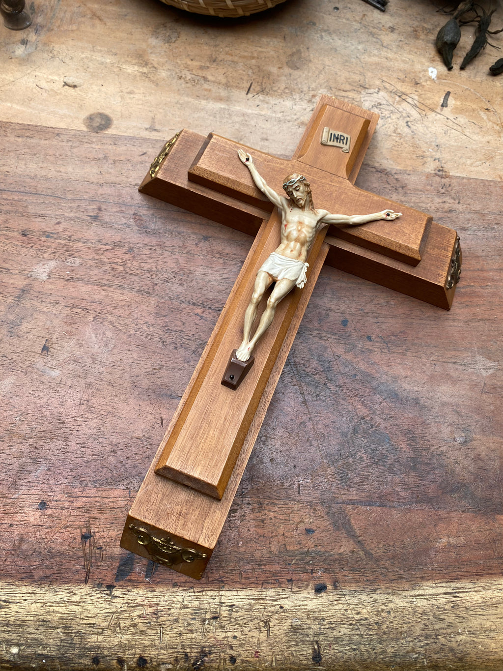 Vintage Last Rites Crucifix Complete with Candles and Holy Water Bottle