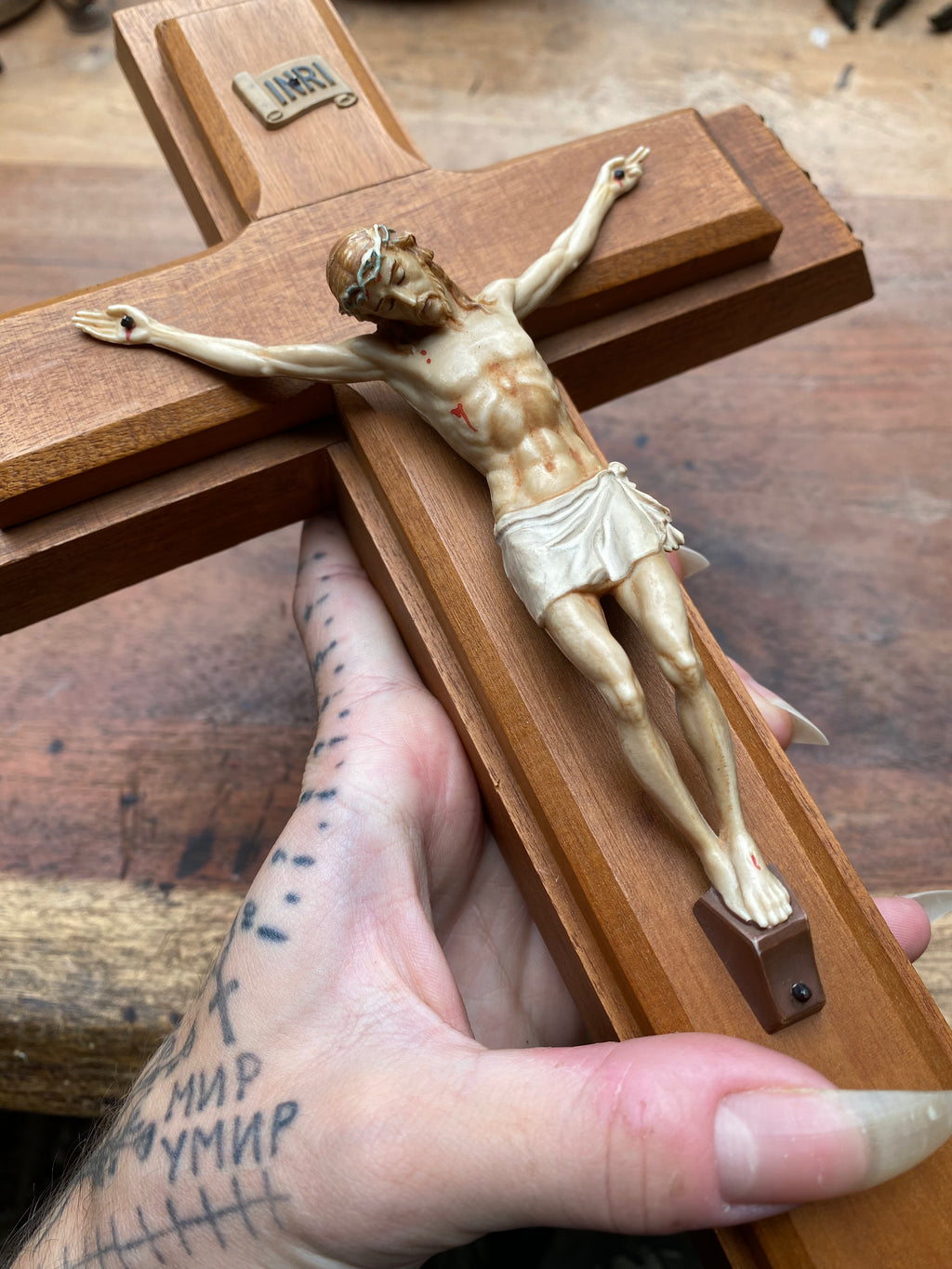 Vintage Last Rites Crucifix Complete with Candles and Holy Water Bottle