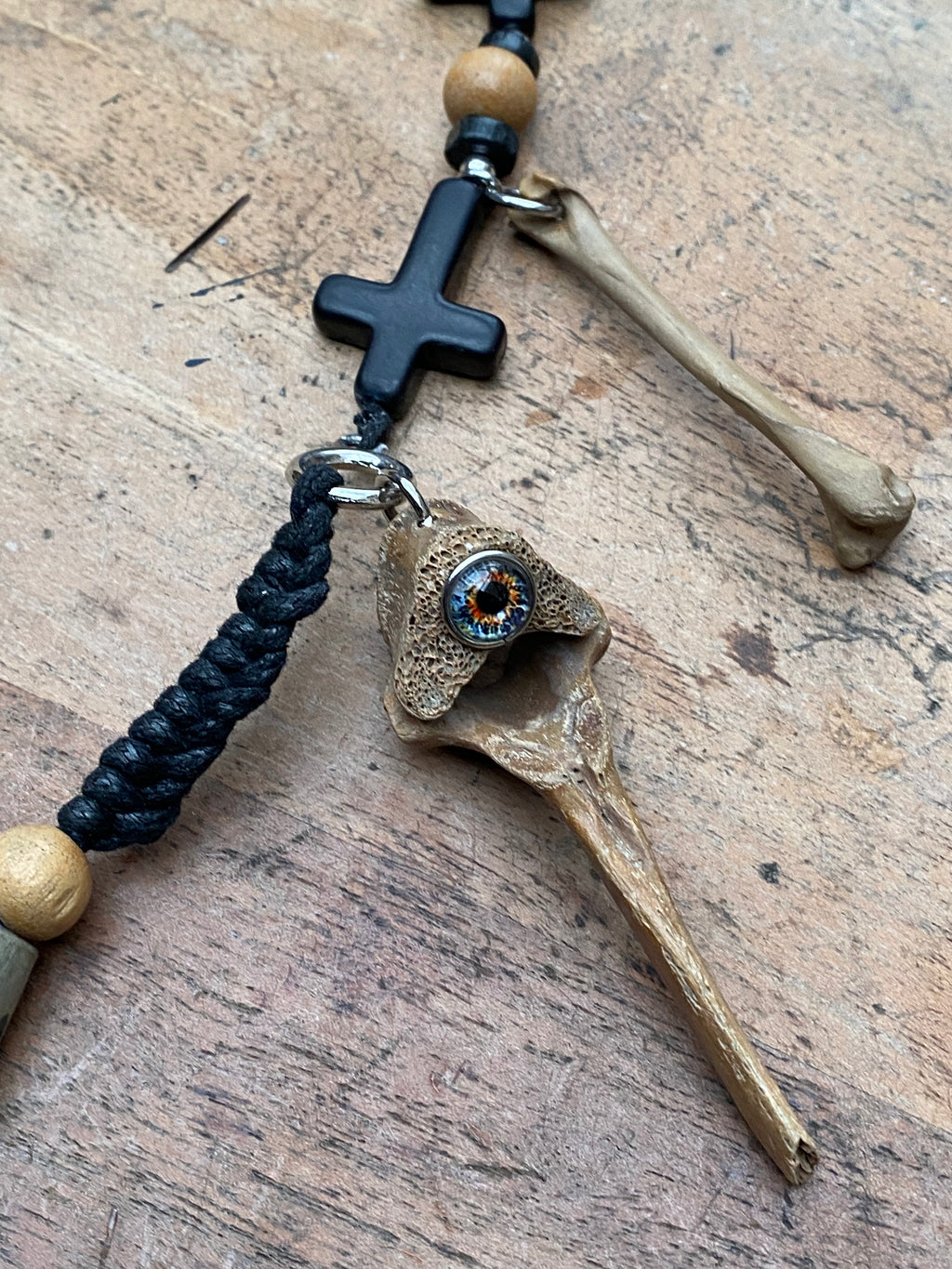 Death Whistle Skull Necklace with Fossilised Mudlarked Bones