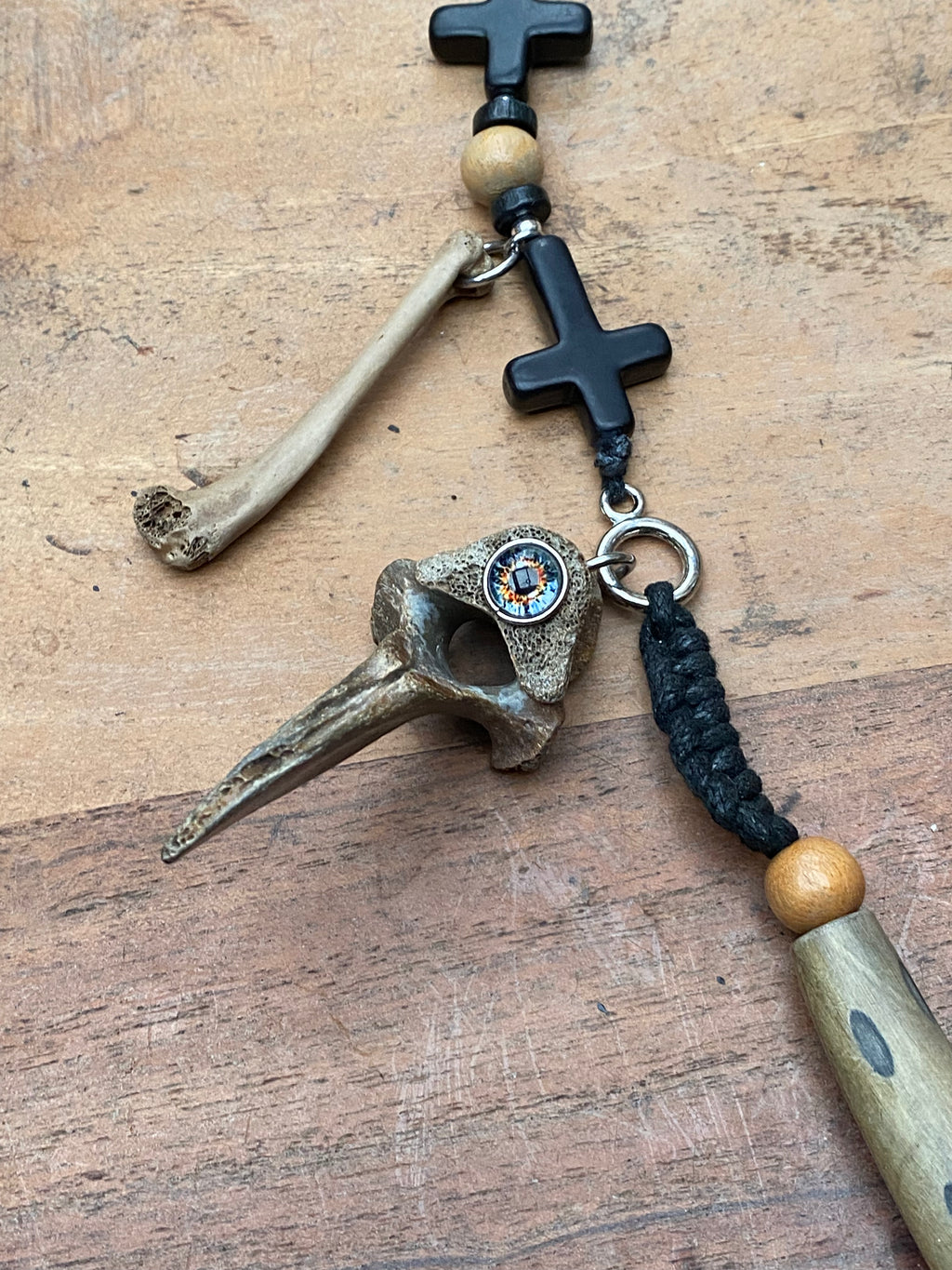 Death Whistle Skull Necklace with Fossilised Mudlarked Bones