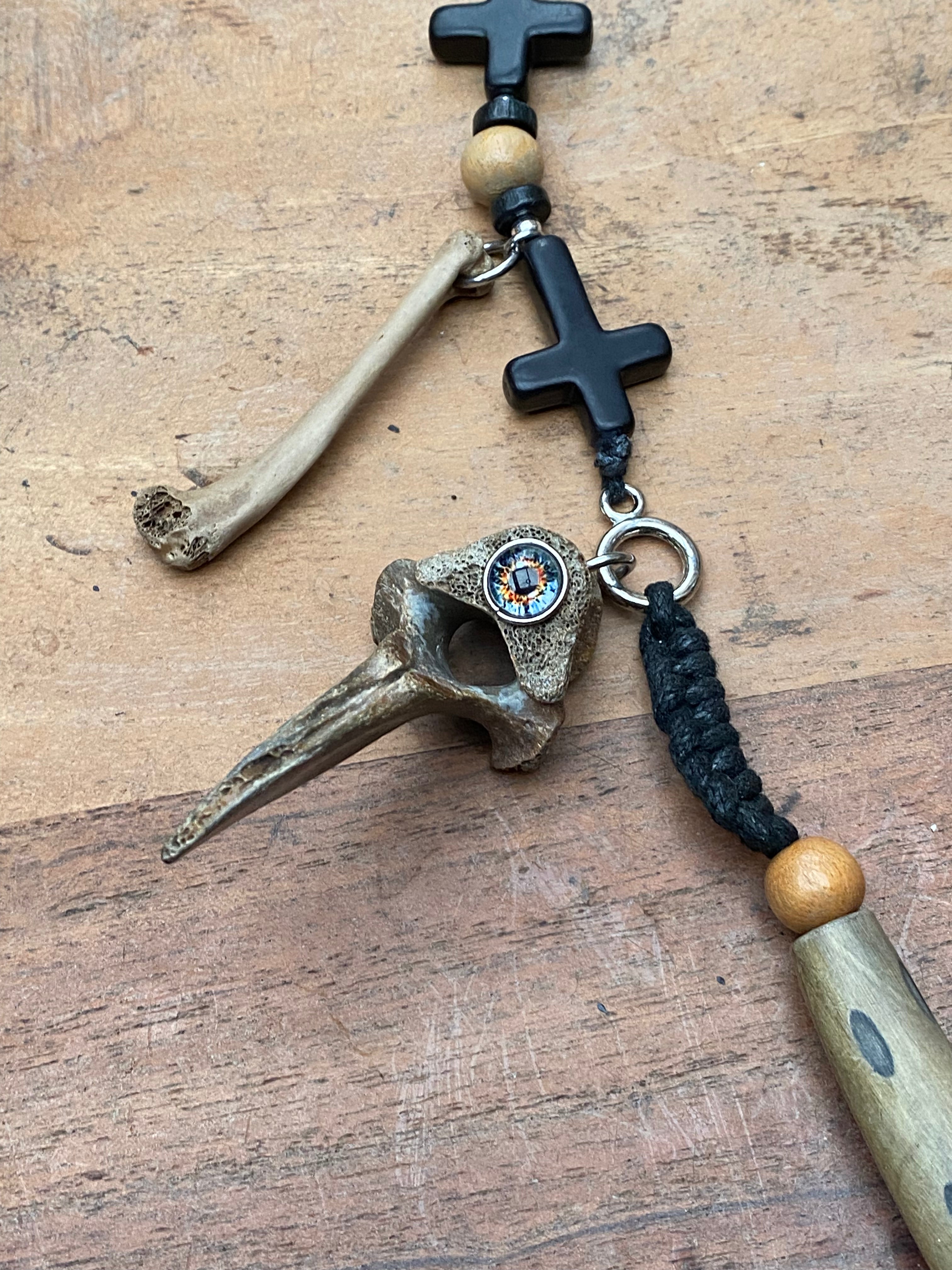 Death Whistle Skull Necklace with Fossilised Mudlarked Bones