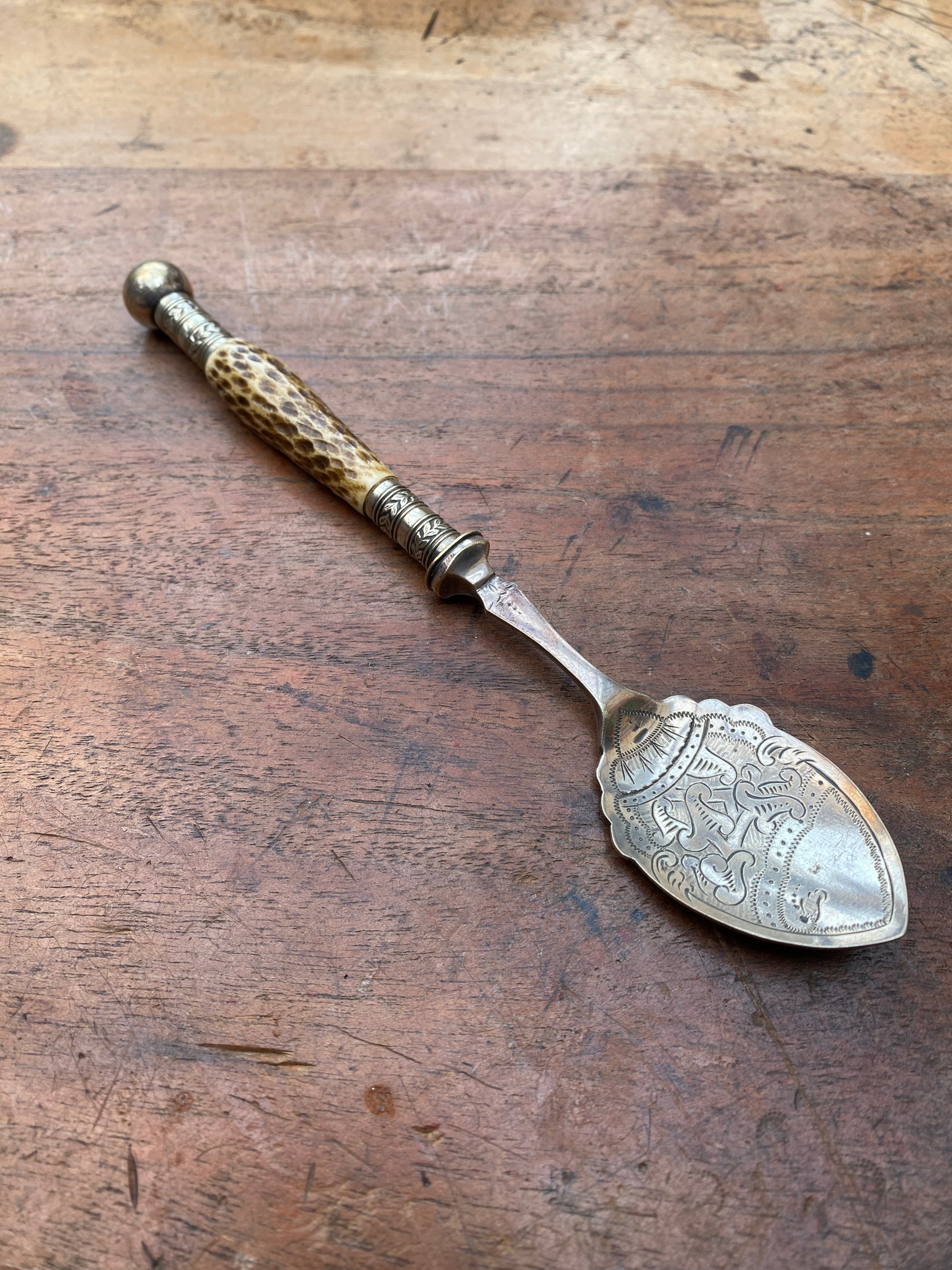 Vintage Decorated Antler Handle Spoon