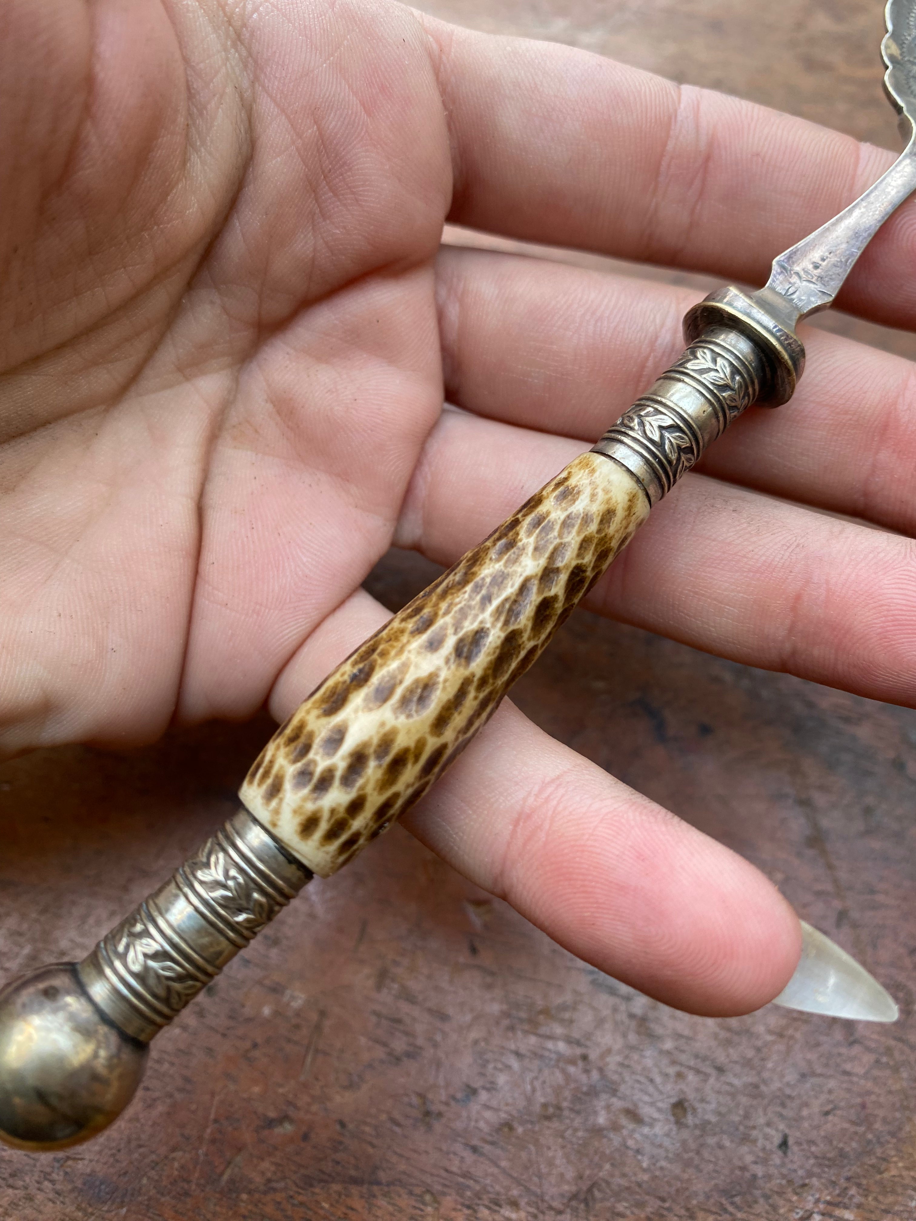 Vintage Decorated Antler Handle Spoon
