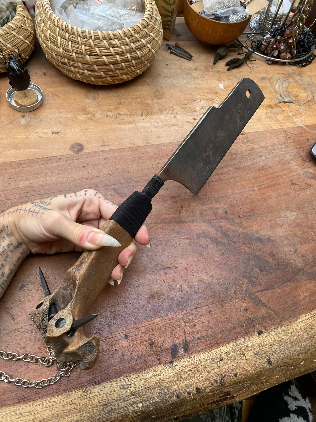 Heavy Mudlarked Vertebrae and Scribing Nails Cleaver