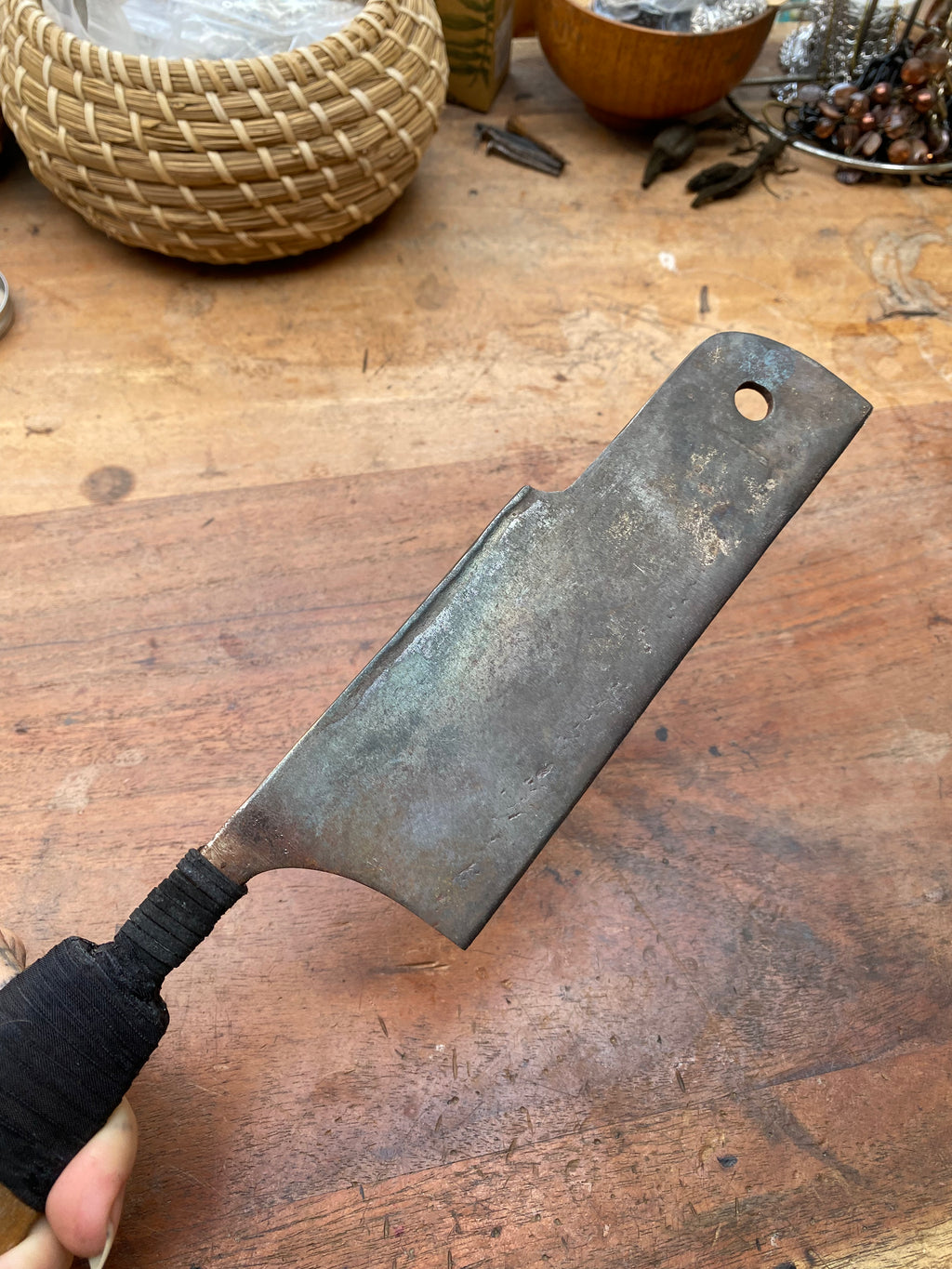 Heavy Mudlarked Vertebrae and Scribing Nails Cleaver