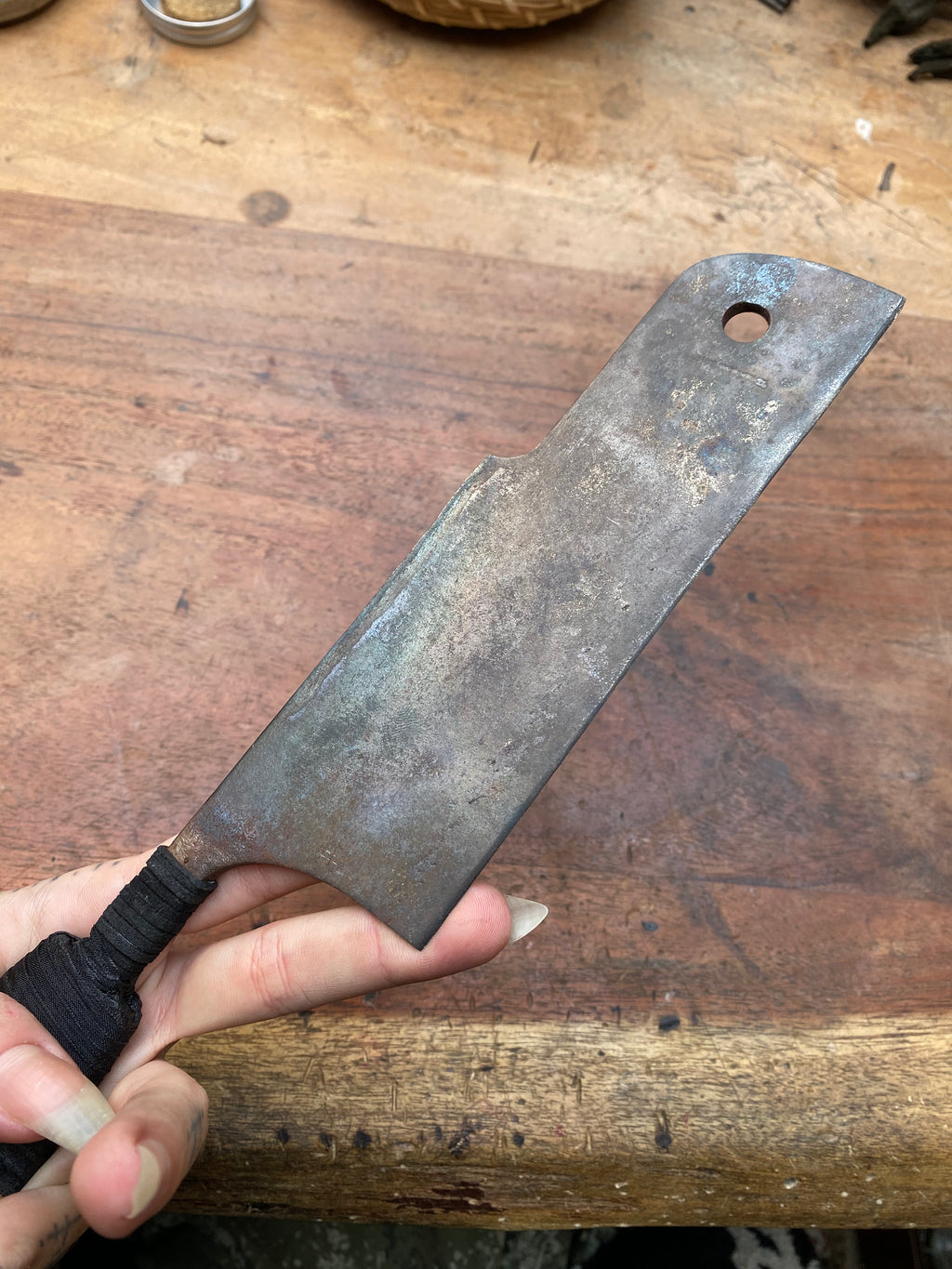 Heavy Mudlarked Vertebrae and Scribing Nails Cleaver