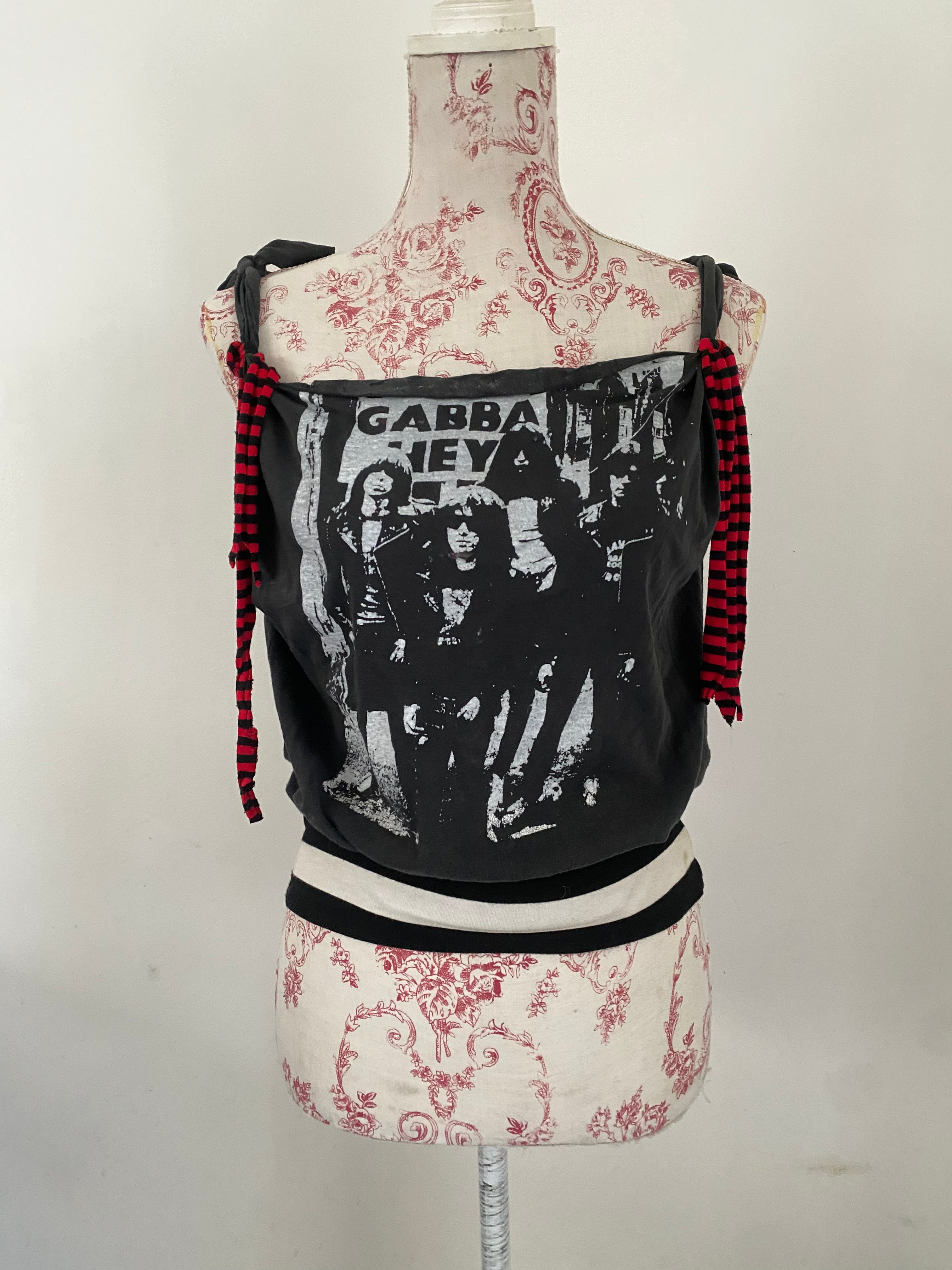 Upcycled Stripy Ramones 'Gabba Gabba Hey' Top